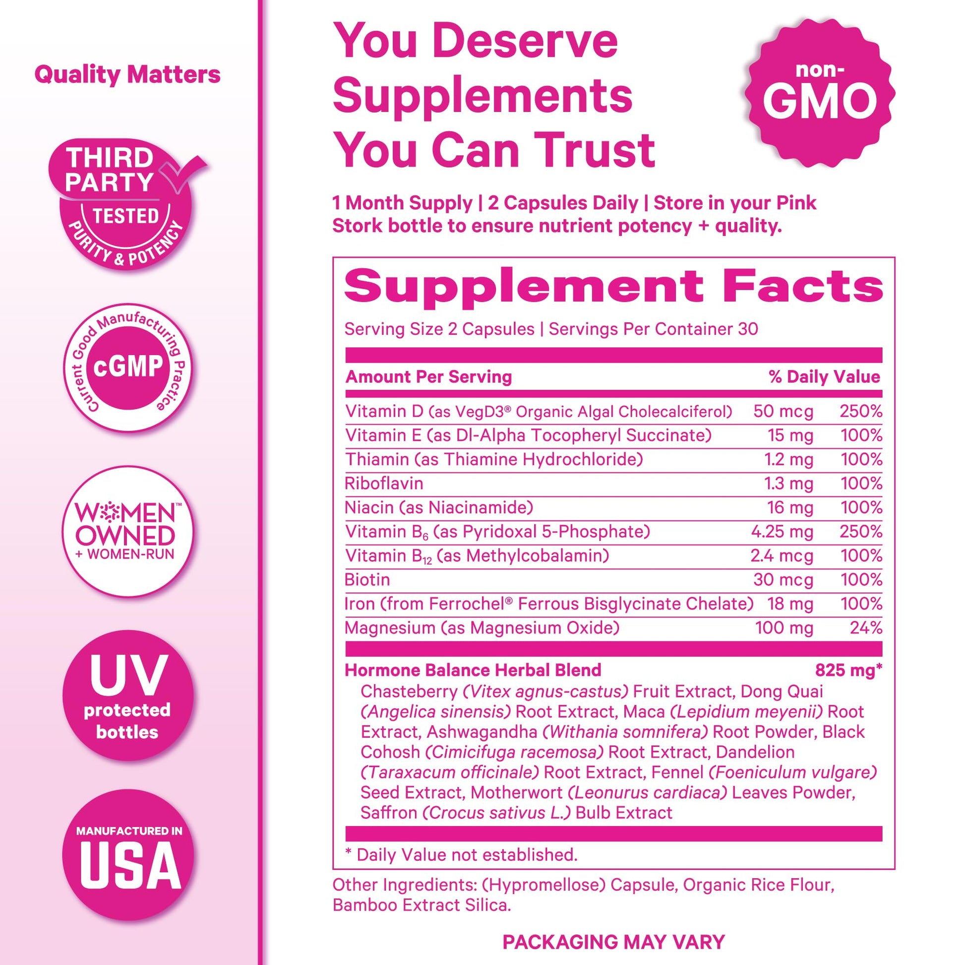 Pink Stork Hormone Balance Multivitamin for Women | 18-in-1 Vitex, Saffron, Ashwagandha, Magnesium | Mood, Energy, Cortisol, Adrenal Support | PMS, Perimenopause Support | 60 Vegan Capsules Pink Stork uk supplements