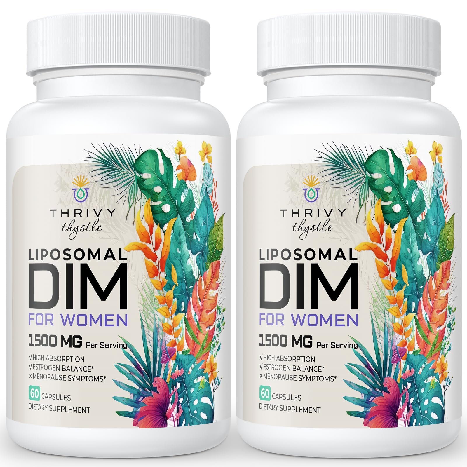 ThrivyThystle Liposomal DIM 400 mg - Hormone Balance, Estrogen Support for Women, DIM Supplement with Vitamin E, Evening Primrose, Black Cohosh, Omega-3 Fatty Acids (120 Capsules) ThrivyThystle uk supplements