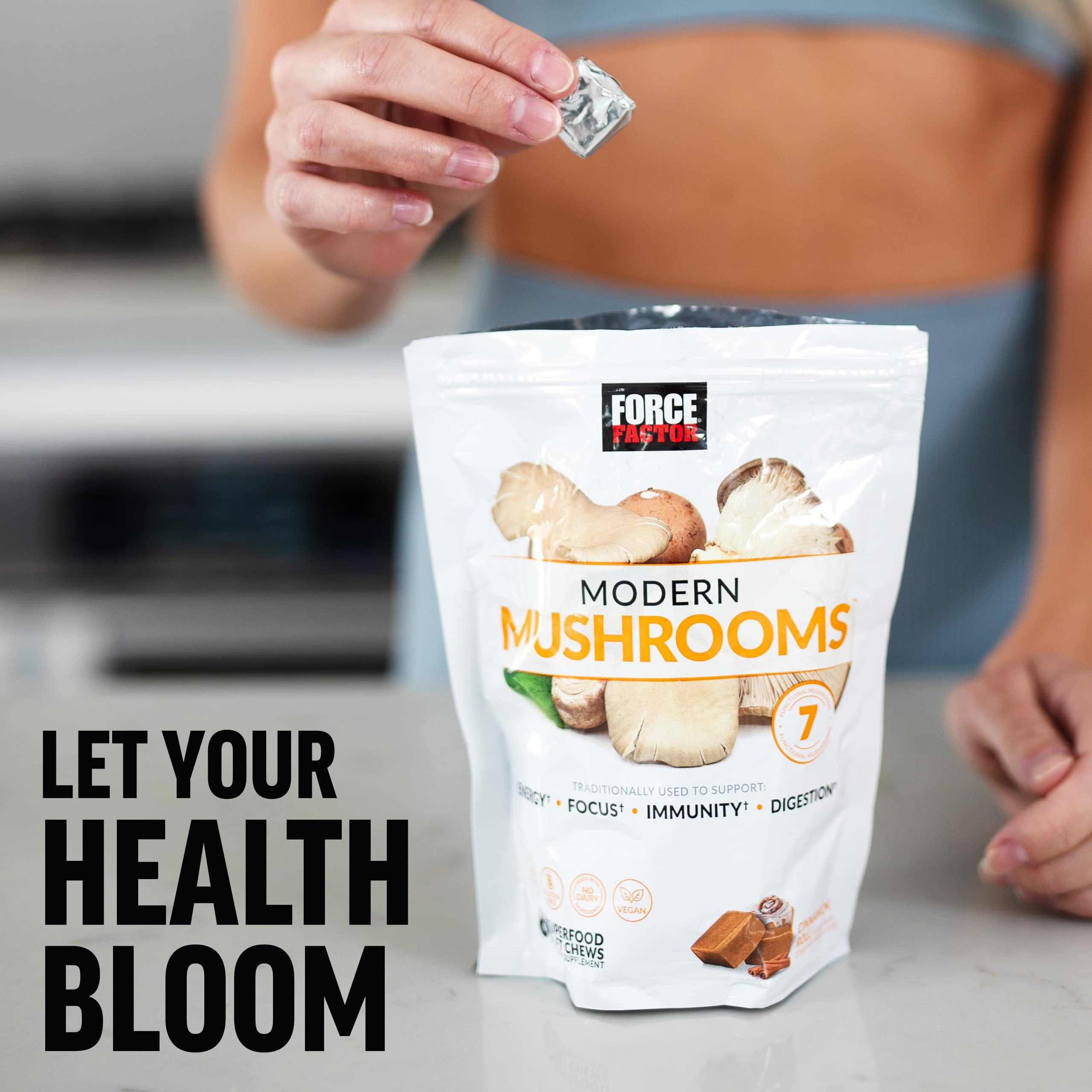 FORCE FACTOR Modern Mushrooms Soft Chews, Mushroom Supplement with Lions Mane Force Factor uk supplements