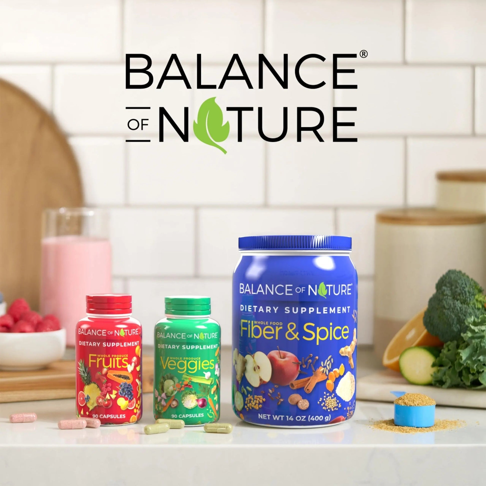 Balance of Nature Fruits & Veggies Supplements - Whole Fruit and Vegetable Ingredients for Women, Men, and Kids - 90 Fruits Capsules, 90 Veggies Capsules - 2 Sets Balance of Nature uk supplements