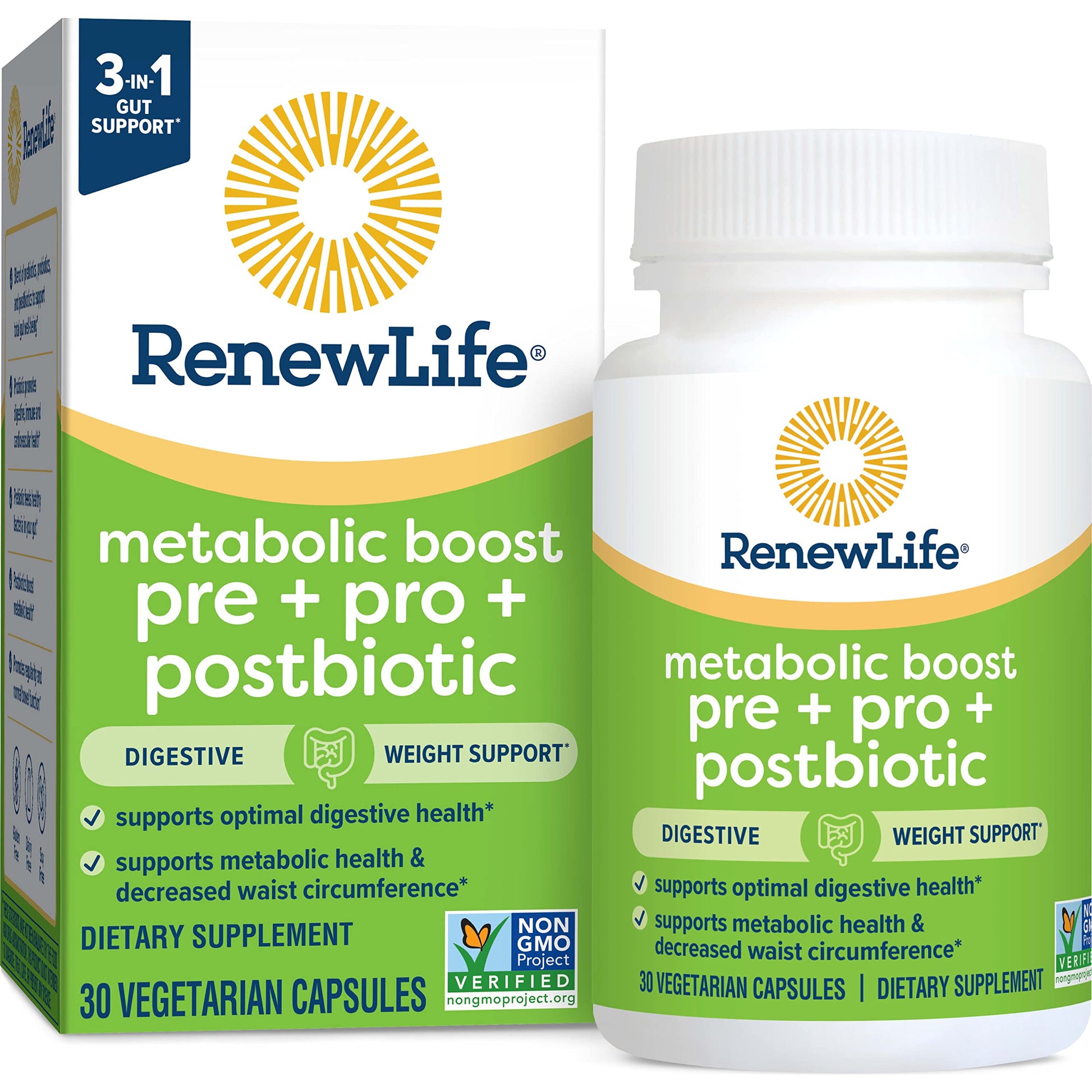 Renew Life Metabolic Boost Pre + Pro + Postbiotic; Prebiotics, Probiotics and Postbiotics Renew Life uk supplements