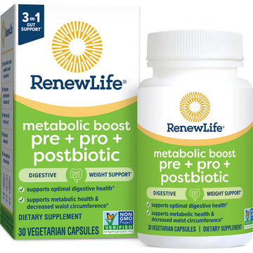 Renew Life Metabolic Boost Pre + Pro + Postbiotic; Prebiotics, Probiotics and Postbiotics Renew Life uk supplements