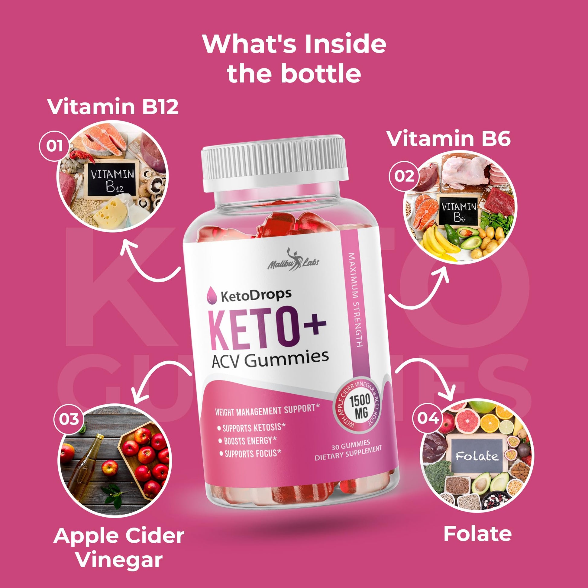 Keto Drops ACV Gummies Weight Loss - 1500mg Once a Day, Strong Time Released Malibu Labs uk supplements
