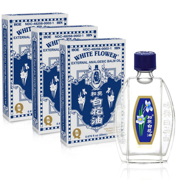 White Flower Analgesic Balm Embrocation Medicated Oil (Hoe Hin Pak Fah Yeow) (20ml/ Pack of 3) White Flower uk supplements