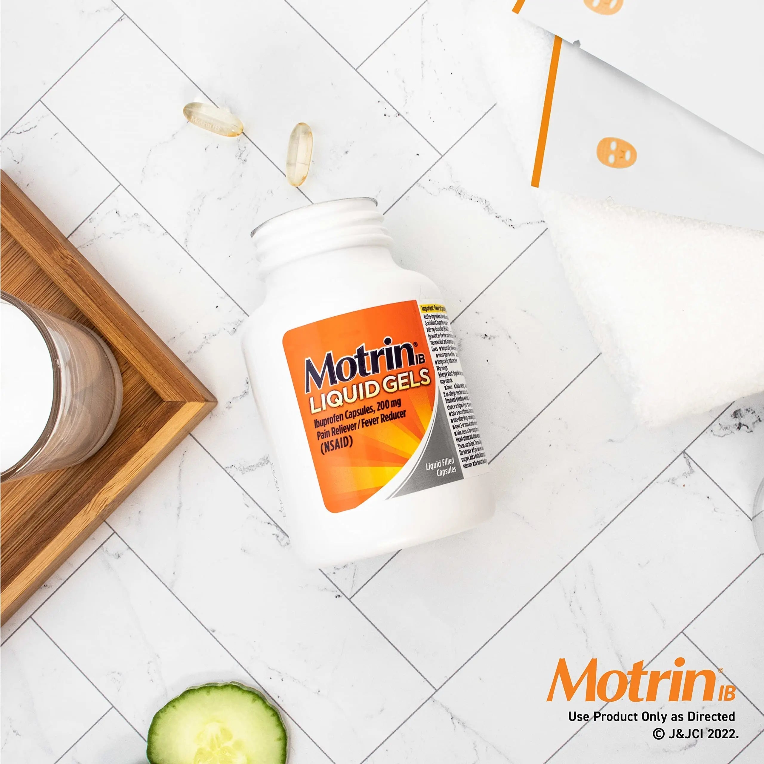 Motrin IB Liquid Gels with 200mg Ibuprofen per Caplet, Pain Reliever & Fever Reducer for Adults, Relief from Minor Arthritis Pain, Muscle Aches, Headache, Menstrual Cramps & Backache, 120 ct Motrin uk supplements