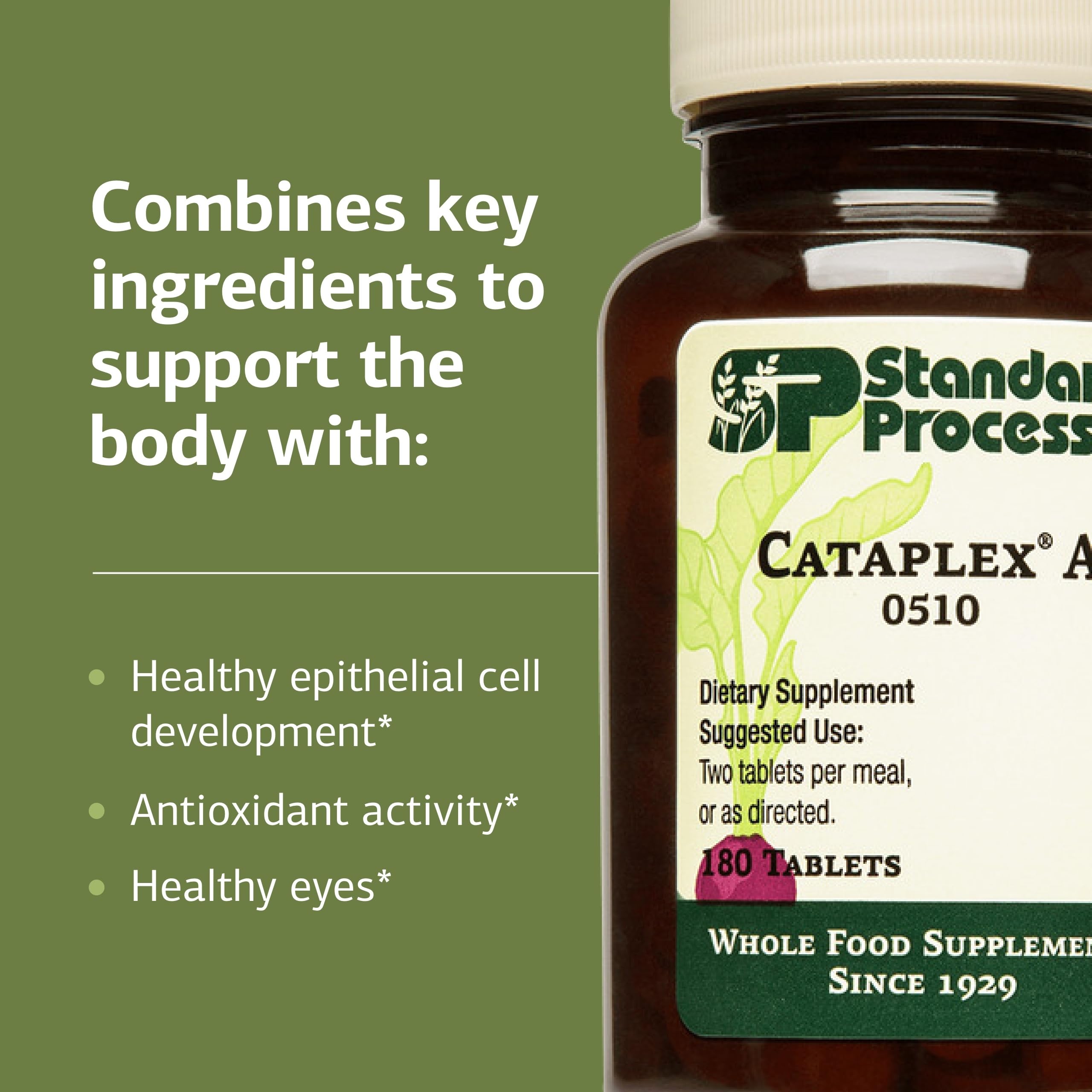 Standard Process Cataplex A - Supports Eye Health & Mucous Membranes - Supports Healthy Vision & Provides Antioxidant Vitamin A - Non-Dairy & Non-Soy - 180 Tablets Standard Process Inc. uk supplements