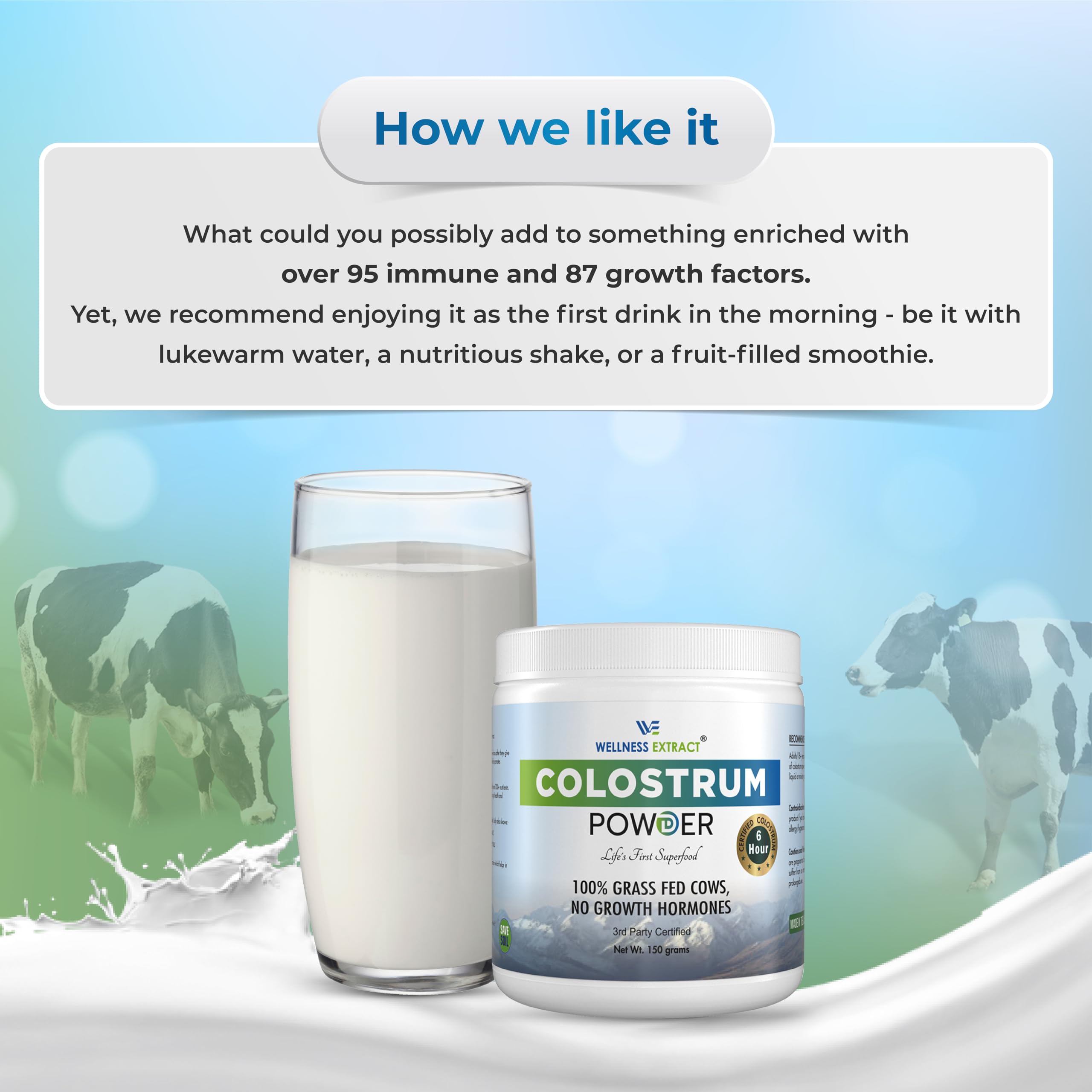 WELLNESS EXTRACT Bovine Colostrum Powder Rich in Protein & Lactoferrin- The True Certified Supplement for Immune Support, Gut Health, Muscle Growth - 150g WELLNESS EXTRACT uk supplements