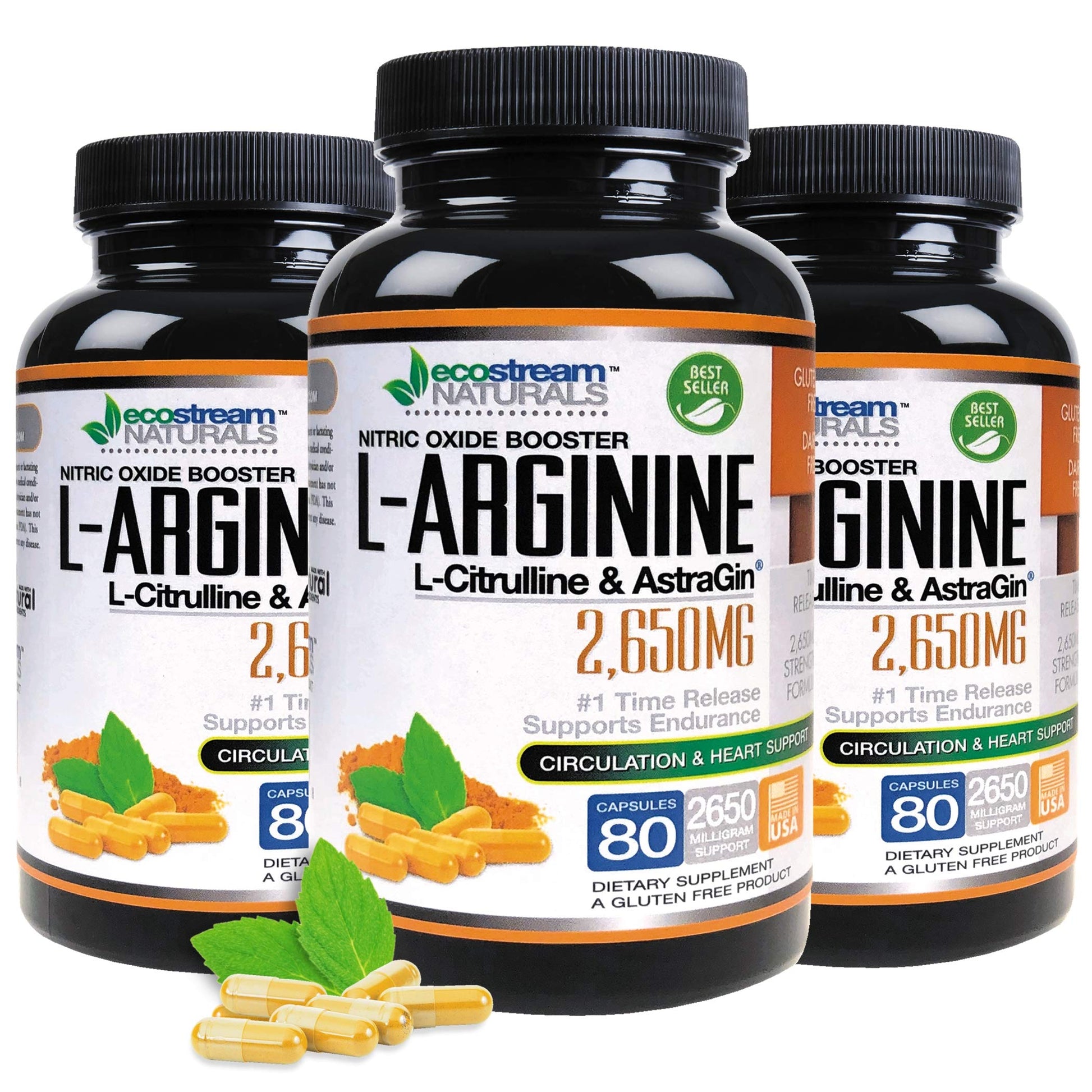 ecostream Naturals MAX 2650mg Nitric Oxide Booster L-Arginine - L-Citruline and Astragin - Time Release 2650 MAX Formula ecostream Naturals uk supplements