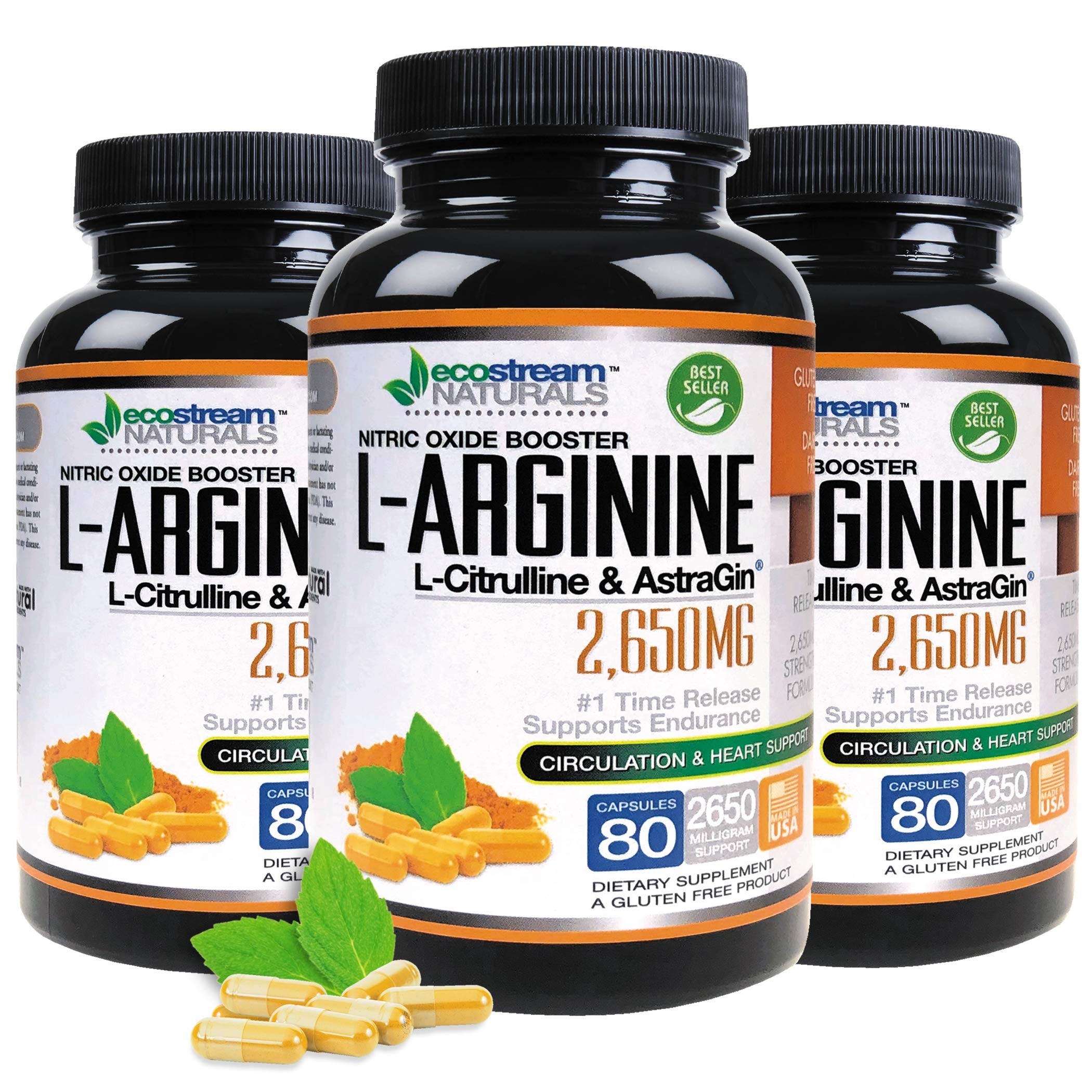 ecostream Naturals MAX 2650mg Nitric Oxide Booster L-Arginine - L-Citruline and Astragin - Time Release 2650 MAX Formula ecostream Naturals uk supplements