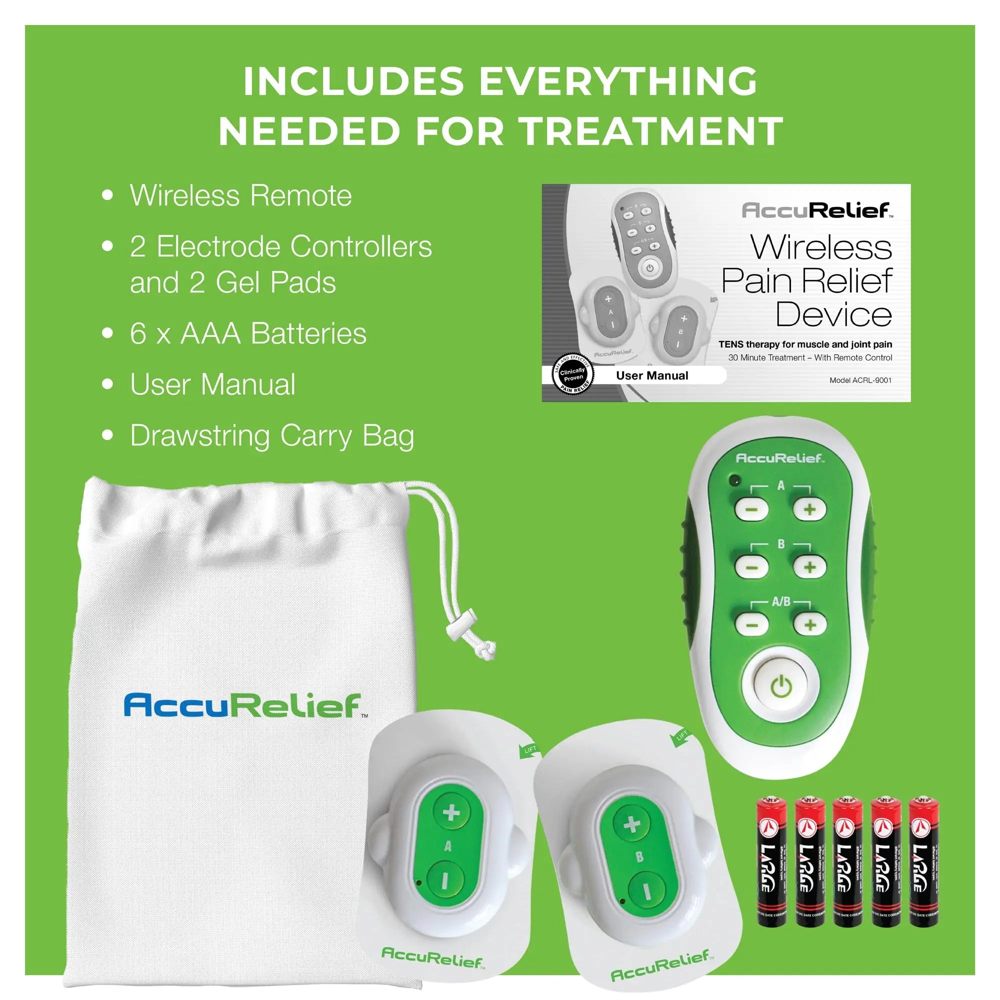 AccuRelief Wireless TENS Unit with Remote Control, TENS Pain Relief Device and Muscle Stimulator, for Back Pain, Neck Pain, Arm and Leg Pain AccuRelief uk supplements