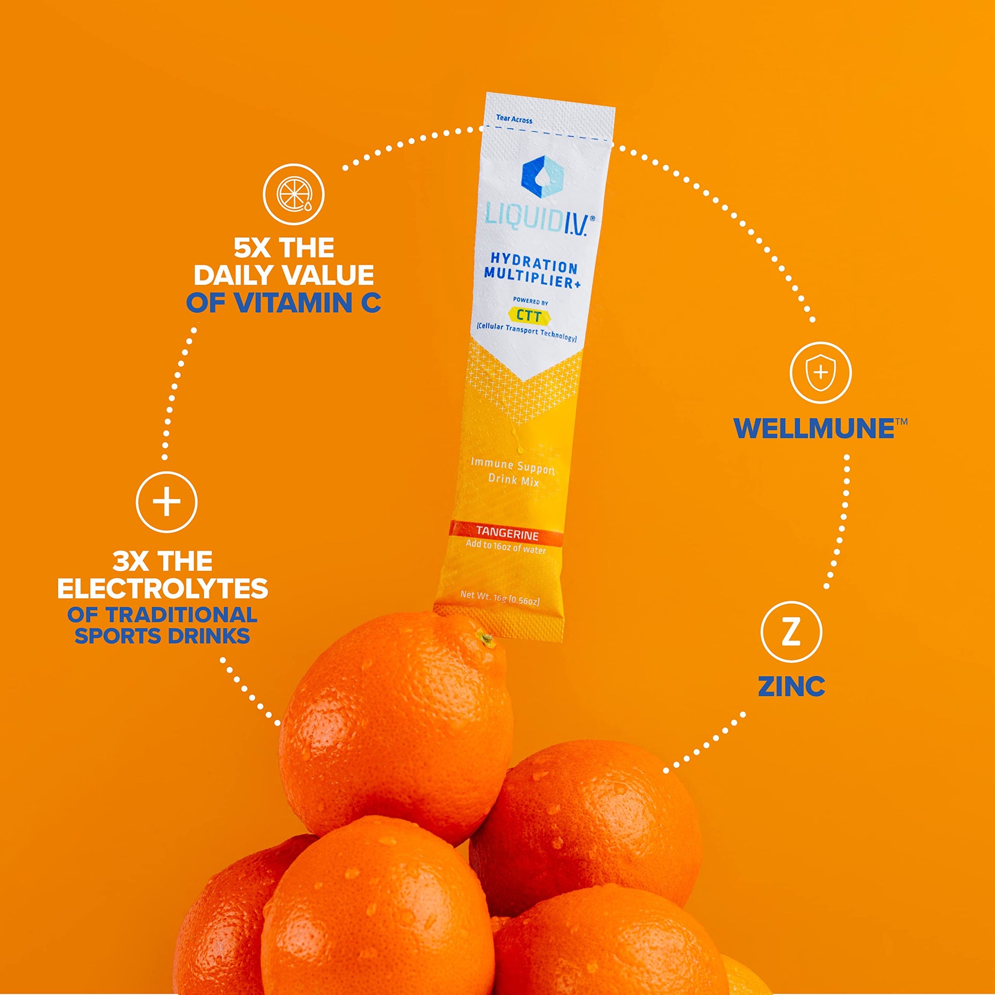 Liquid I.V. Hydration Multiplier + Immune Support - Tangerine - Hydration Powder Liquid I.V. uk supplements