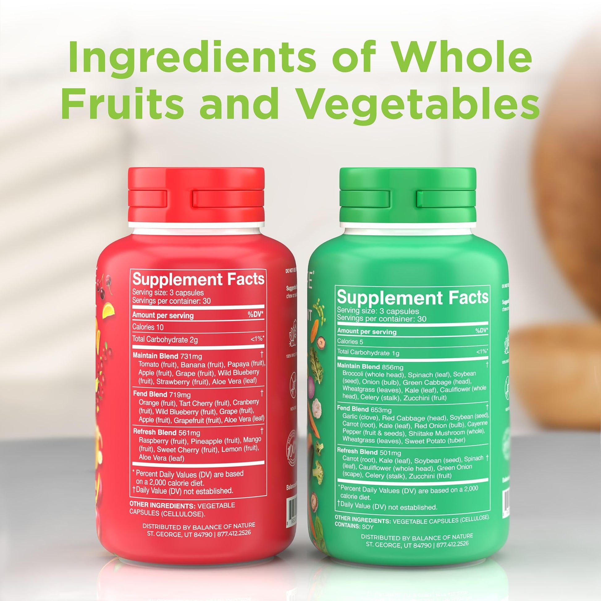 Balance of Nature Fruits & Veggies Supplements - Whole Fruit and Vegetable Ingredients for Women, Men, and Kids - 90 Fruits Capsules, 90 Veggies Capsules - 1 Set Balance of Nature uk supplements