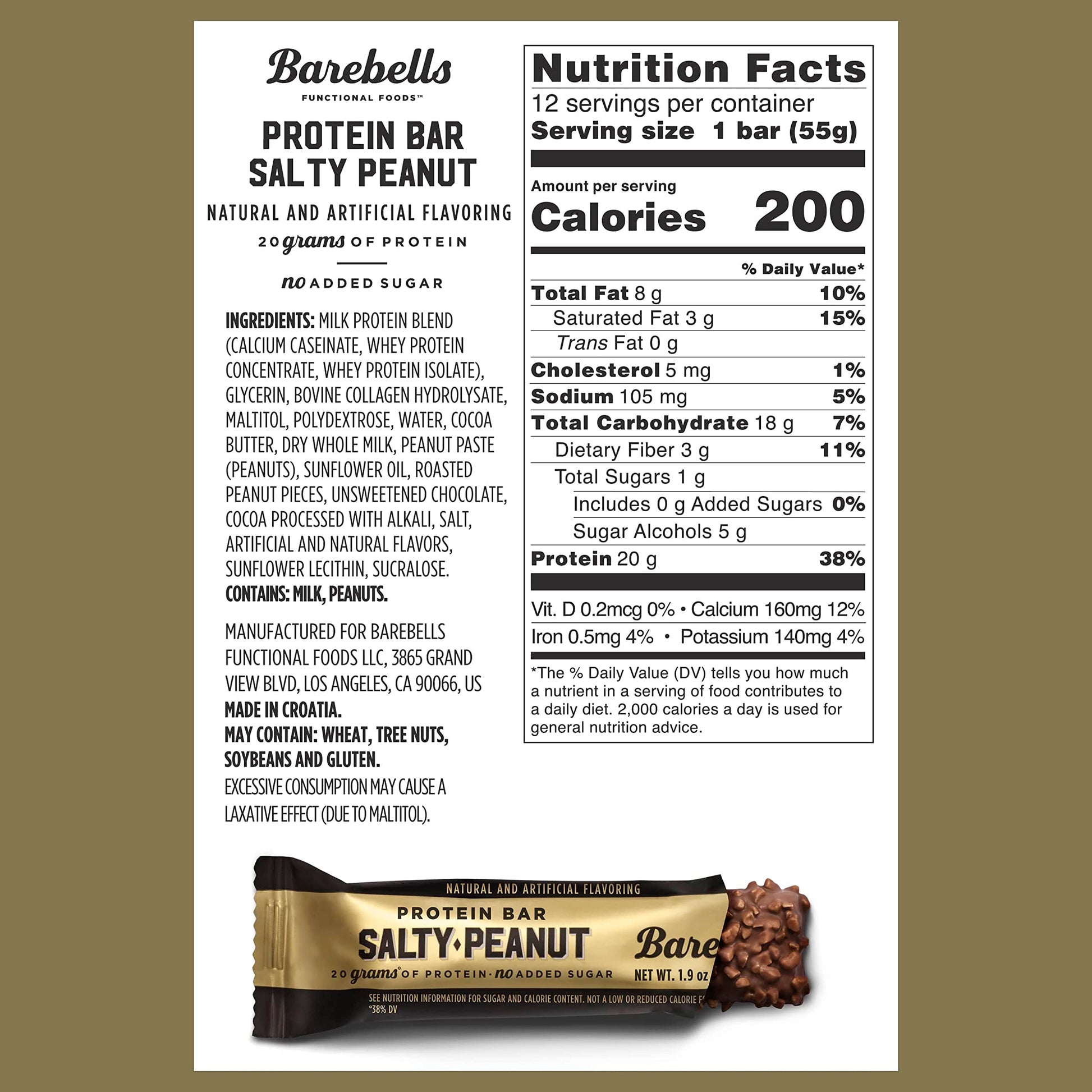 Barebells Salty Peanut Protein Bars, 12 Count - 20g Protein, 1g Sugar Snack Bars BAREBELLS uk supplements