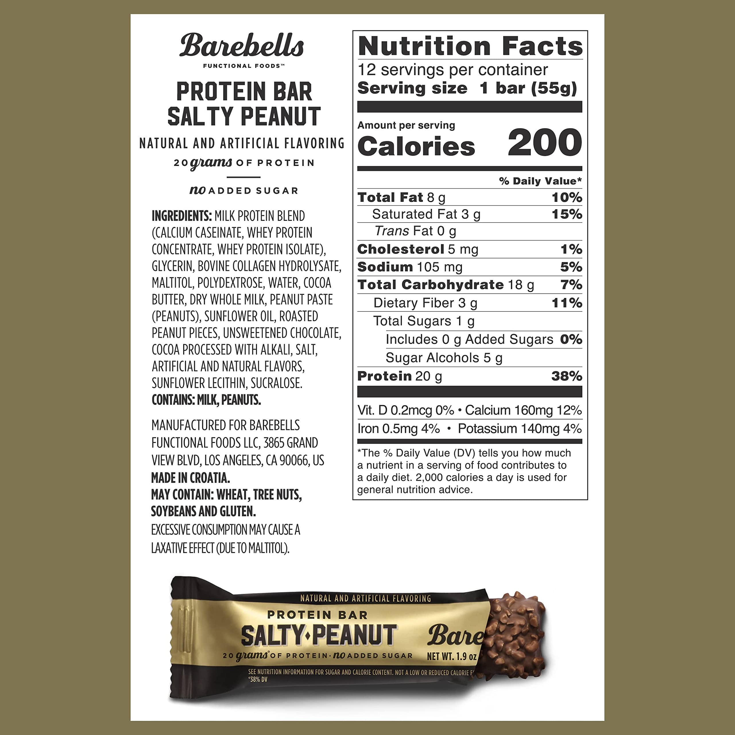 Barebells Salty Peanut Protein Bars, 12 Count - 20g Protein, 1g Sugar Snack Bars BAREBELLS uk supplements