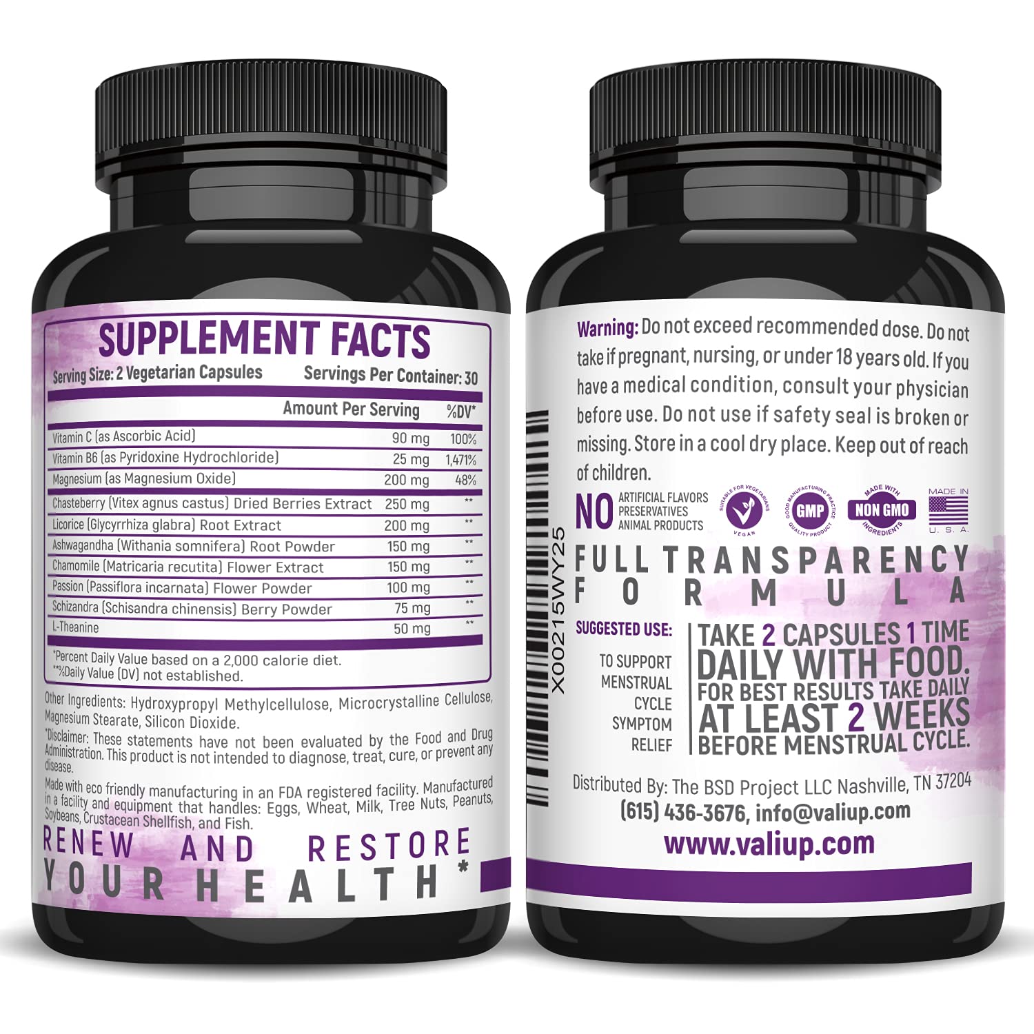 VALI Renew PMS Relief Supplement. Women’s Menstrual Cycle Support. Herbal Formula VALI uk supplements