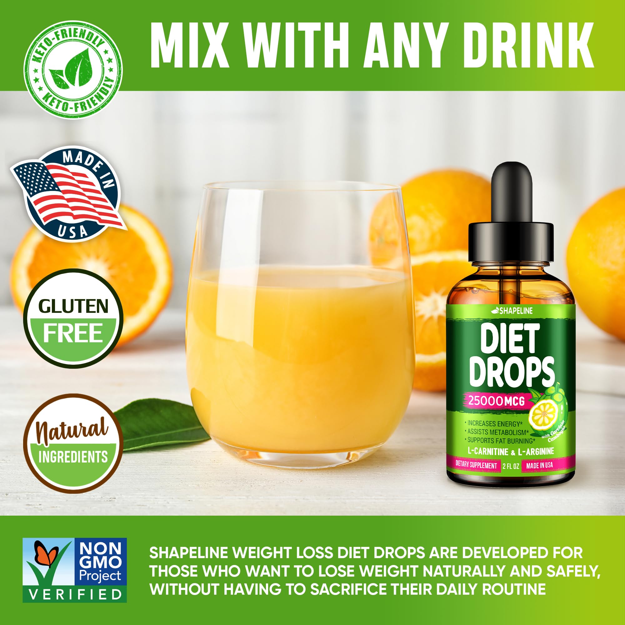 Weight Loss Drops - Appetite Suppressant for Women & Men - Made in the USA - Natural SHAPELINE uk supplements