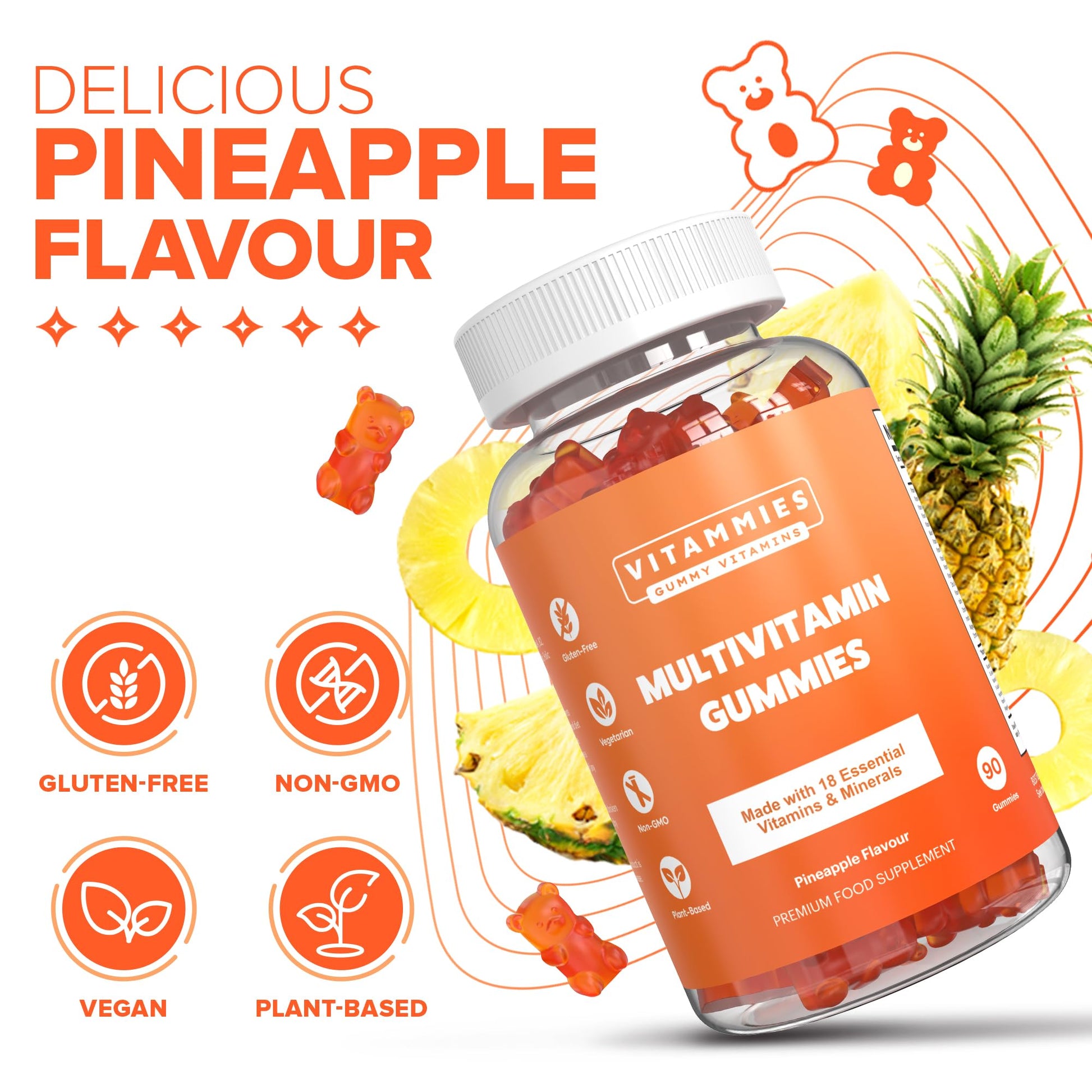Multivitamin Gummies for Women & Men - 3 Months Supply - 18 Multivitamins & Minerals Vitammies uk supplements