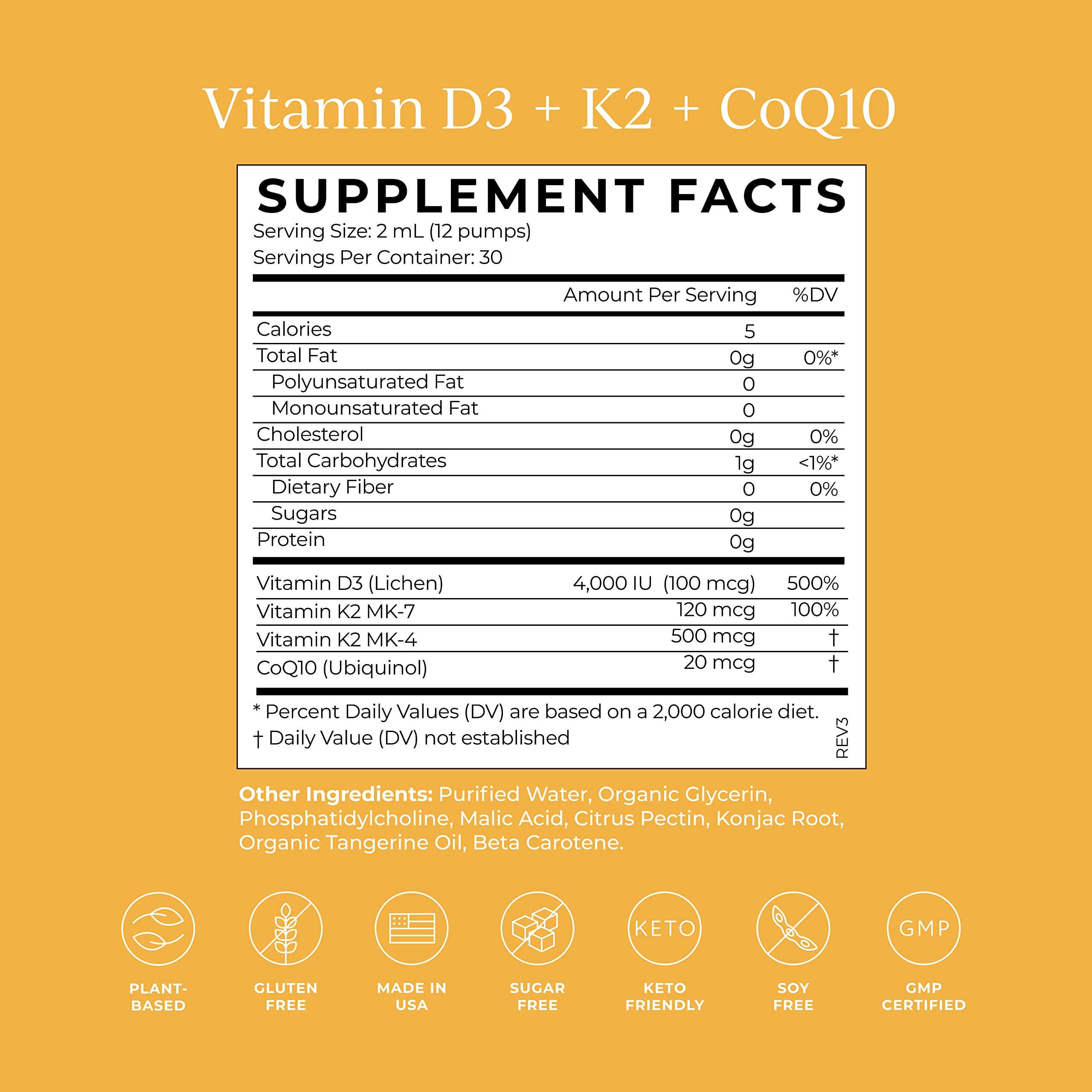 CYMBIOTIKA Vitamin D3 + K2 + CoQ10 Liquid, Vitamin D Supplement for Immune Support, Heart Health & Bone Health, Energy Booster, Liposomal Delivery, Vegan, Keto Ingredients, Tangerine Flavor CYMBIOTIKA uk supplements
