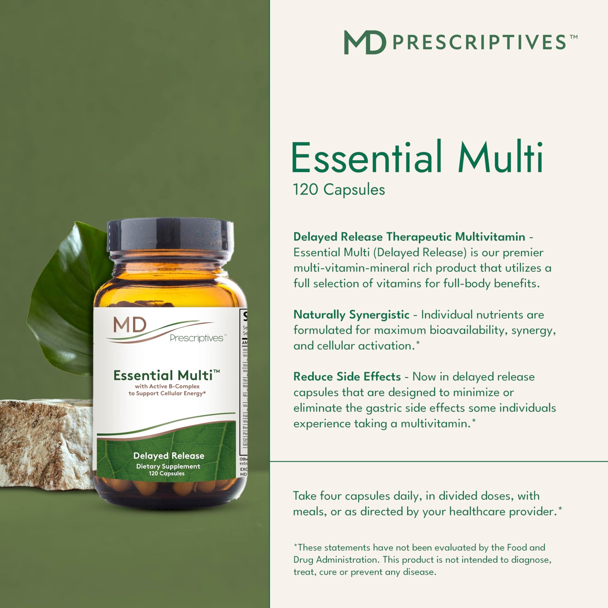 MD Prescriptives - Essential Multi (Delayed Release) - Multivitamin Mineral Complex Supplement for Enhanced Hormone Support - 120 Capsules MD Prescriptives uk supplements