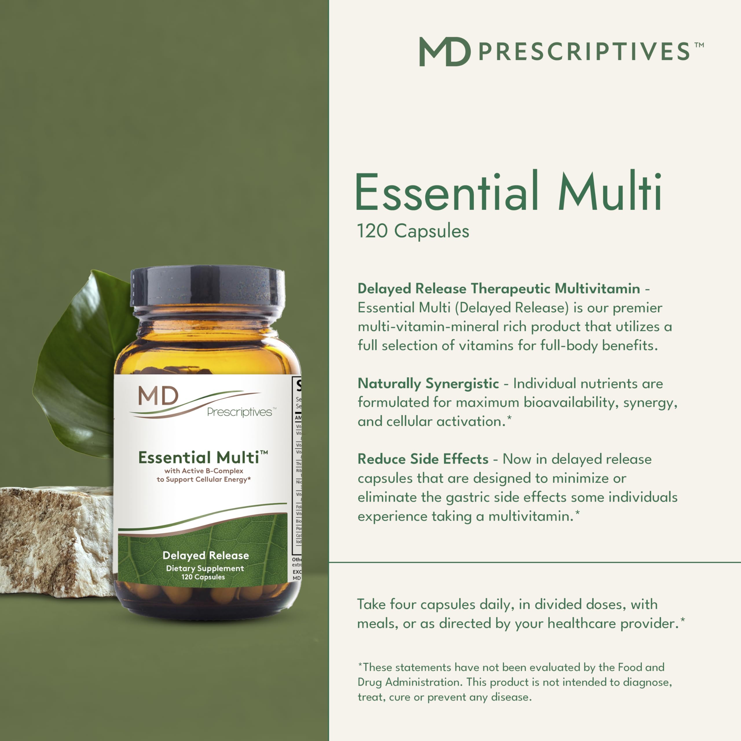 MD Prescriptives - Essential Multi (Delayed Release) - Multivitamin Mineral Complex Supplement for Enhanced Hormone Support - 120 Capsules MD Prescriptives uk supplements