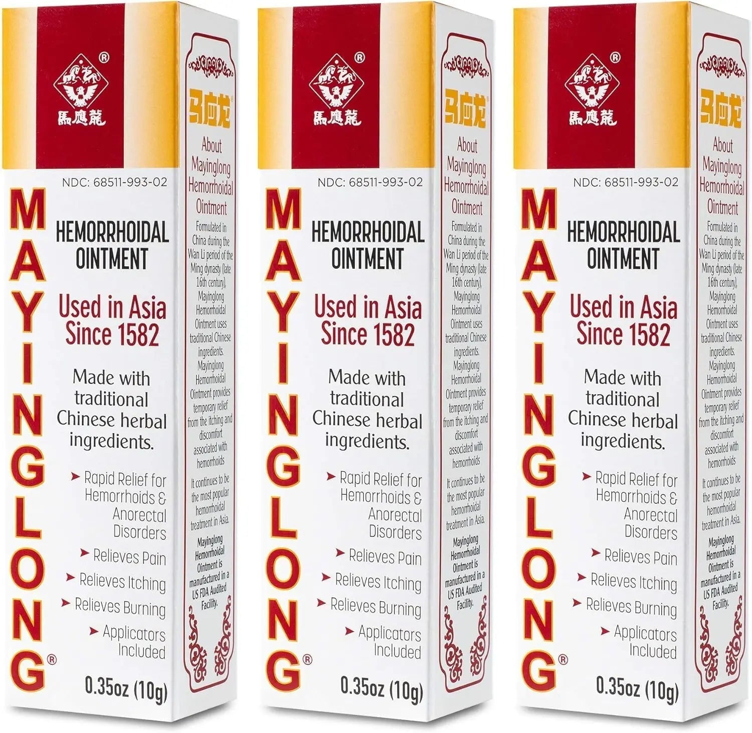 Mayinglong Musk Hemorrhoids Ointment (3 x 10g Tubes), 30g - Maximum Strength Formula for Hemorrhoidal Fast Relief, Soothes Itching, Burning & Discomfort - Fast-Acting Treatment to Shrink Swelling Mayinglong uk supplements