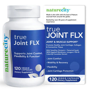 NatureCity True-Joint FLX Joint Supplement Formula (120 Capsules) | TamaFlex, NEM Eggshell Membrane, Levagen+ PEA & CuberUp | Supports Joint Comfort, Flexibility, Mobility, Function & Cartilage Health NatureCity uk supplements