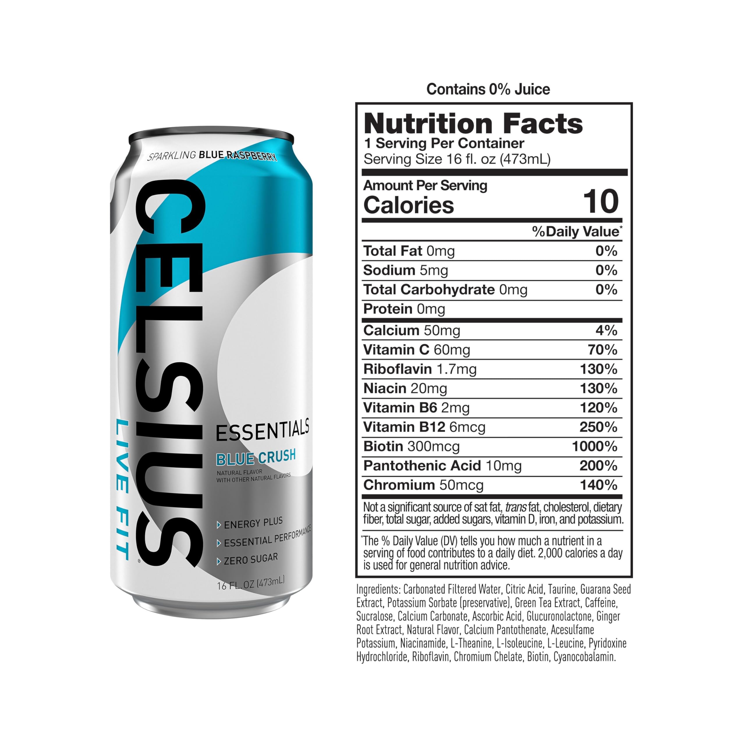 CELSIUS ESSENTIALS, Sparkling Blue Crush, Performance Energy Drink 16 Fl Oz (Pack of 12) CELSIUS uk supplements