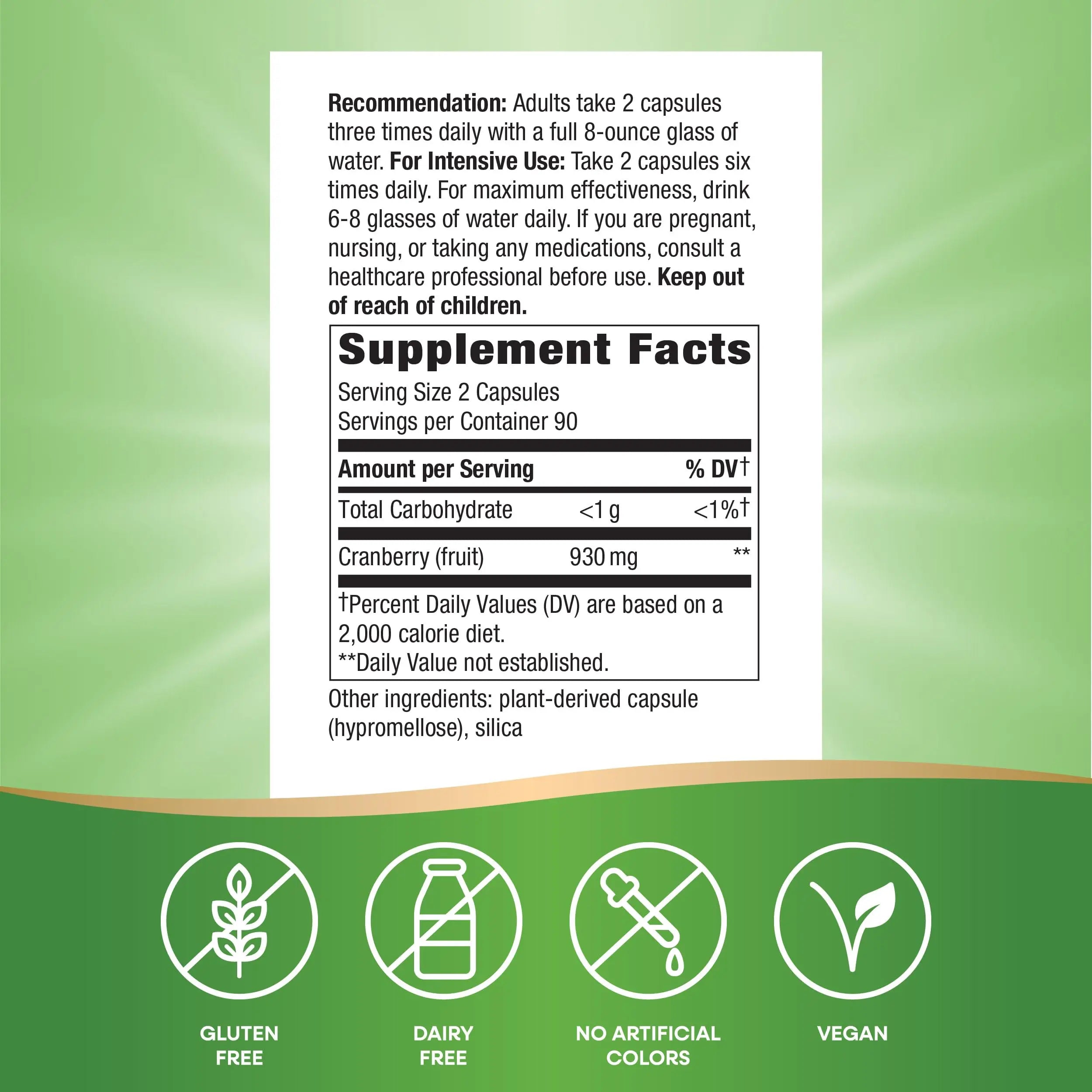 Nature's Way Cranberry Fruit, Cranberry Supplements, Supports Urinary Tract Health*, 930 mg per 2-Capsule Serving, 180 Capsules (Packaging May Vary) Nature's Way uk supplements