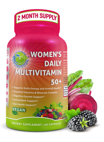 Women's Daily Multivitamin 50 Plus - Vegan Methylated Multivitamin for Women 50 and Over with Biotin, Organic Superfoods & Lutein SUPPLEMENTS STUDIO uk supplements