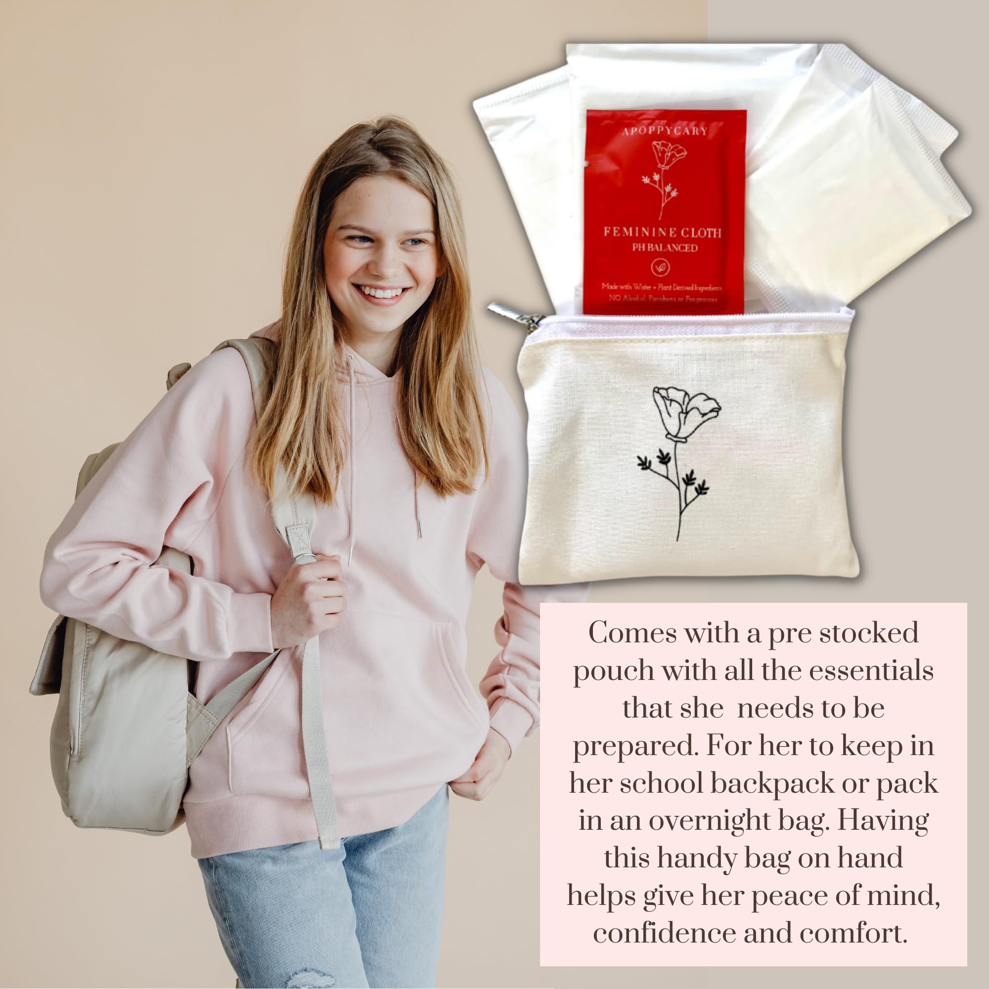 Organic 77 PC Period Kit Moon Box for Teens and Tweens - Organic Cotton Top Sheet Feminine Pads APOPPYCARY uk supplements