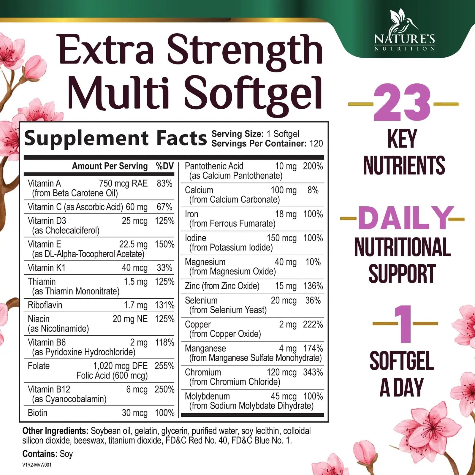 Multivitamin for Women - Complete Daily Womens Multivitamins with Calcium, Folic Acid, Vitamin A, C, D, E, & B Vitamins Nature's Nutrition uk supplements