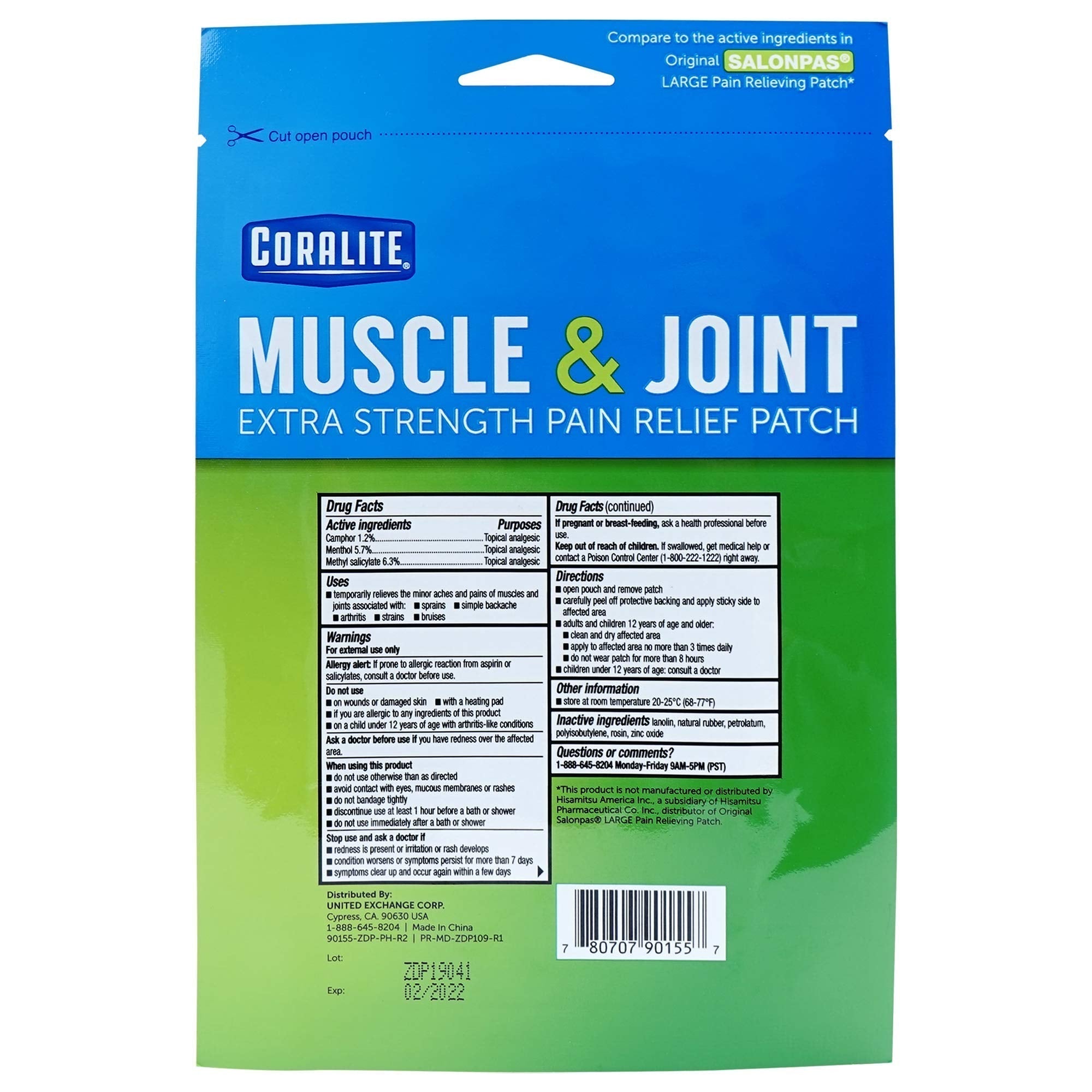 Coralite Pain Relieving Patch - Extra Strength Joint & Muscle Pain Relief Patches for Back Pain, Muscle Soreness and Joint Pain, 2 Patches Per Pack (24 Pack) Coralite uk supplements