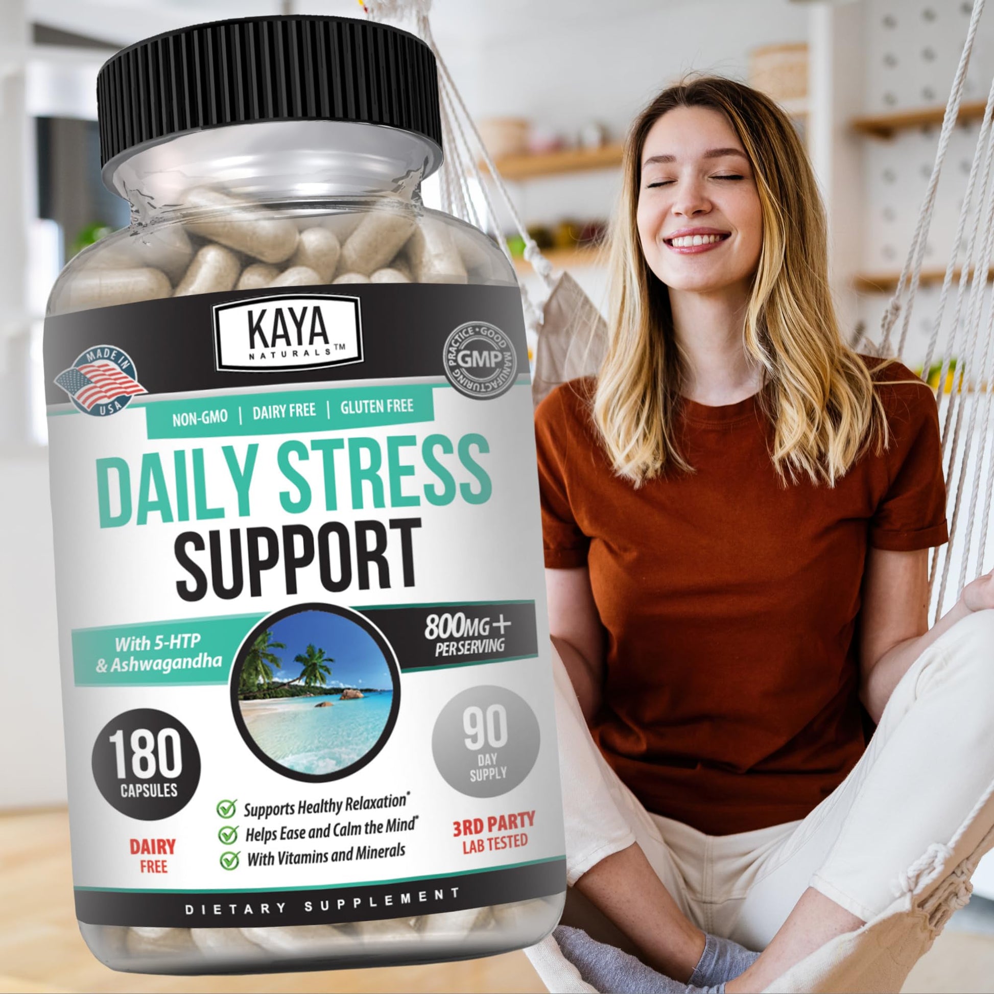 Kaya Naturals - Natural Herbal Support Vitamin Supplement are Designed to Help You find Balance and Relaxation in Your Daily Routine - Vitamin Supplement - 180 Capsules Kaya Naturals uk supplements