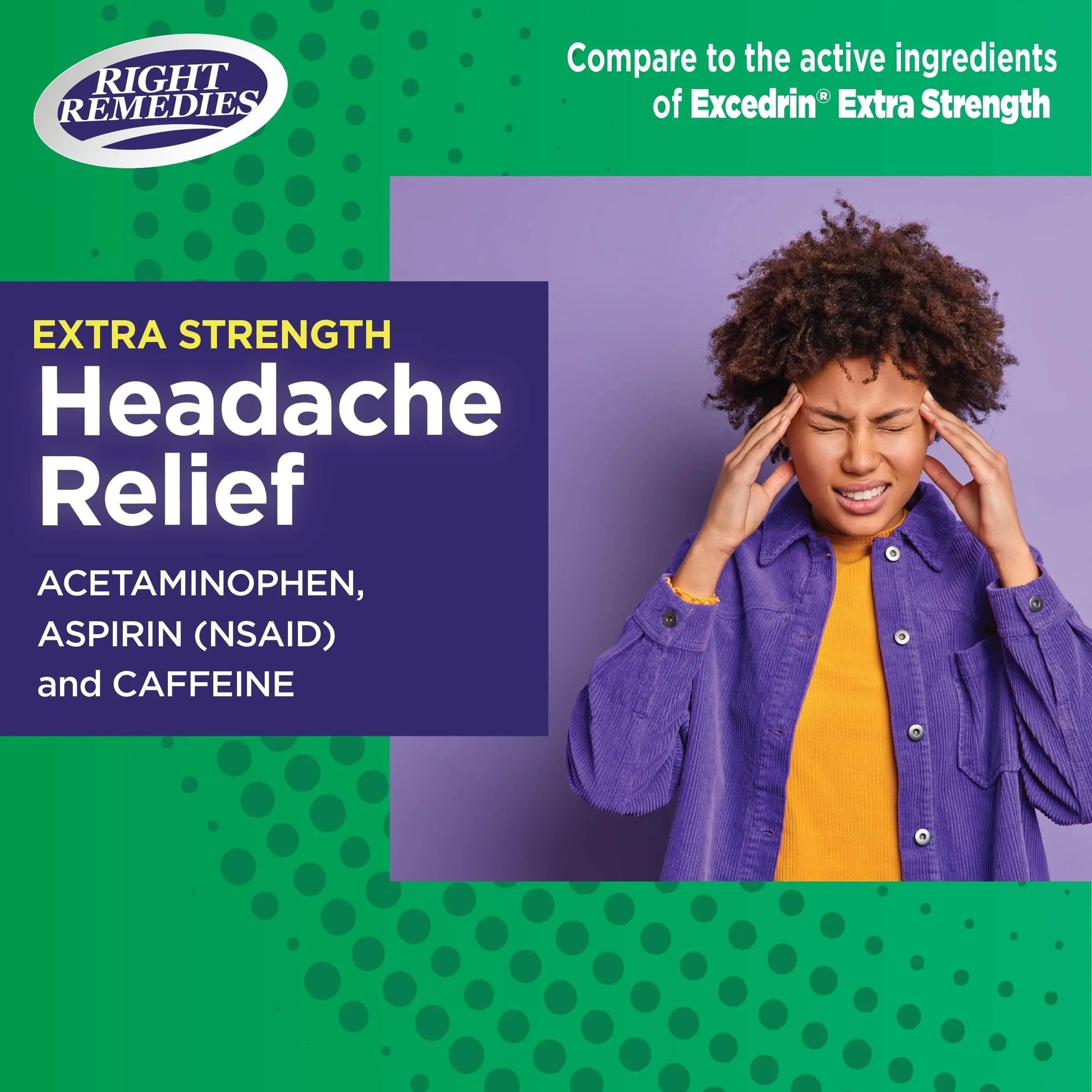 RIGHT REMEDIES Extra Strength Headache Relief with Acetaminophen, Aspirin (NSAID) & Caffeine, (300 caplets), Back & Body Pain Relief, Compare to The Active Ingredients in Excedrin® Extra Strength RIGHT REMEDIES uk supplements