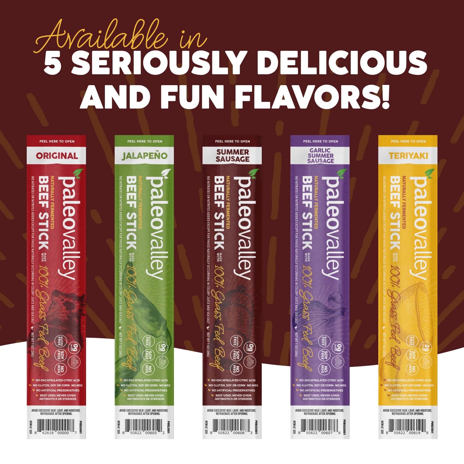 Paleovalley 100% Grass Fed Summer Sausage Beef Sticks - Delicious Gluten Free Beef Snack - High Protein Keto Friendly Paleovalley uk supplements