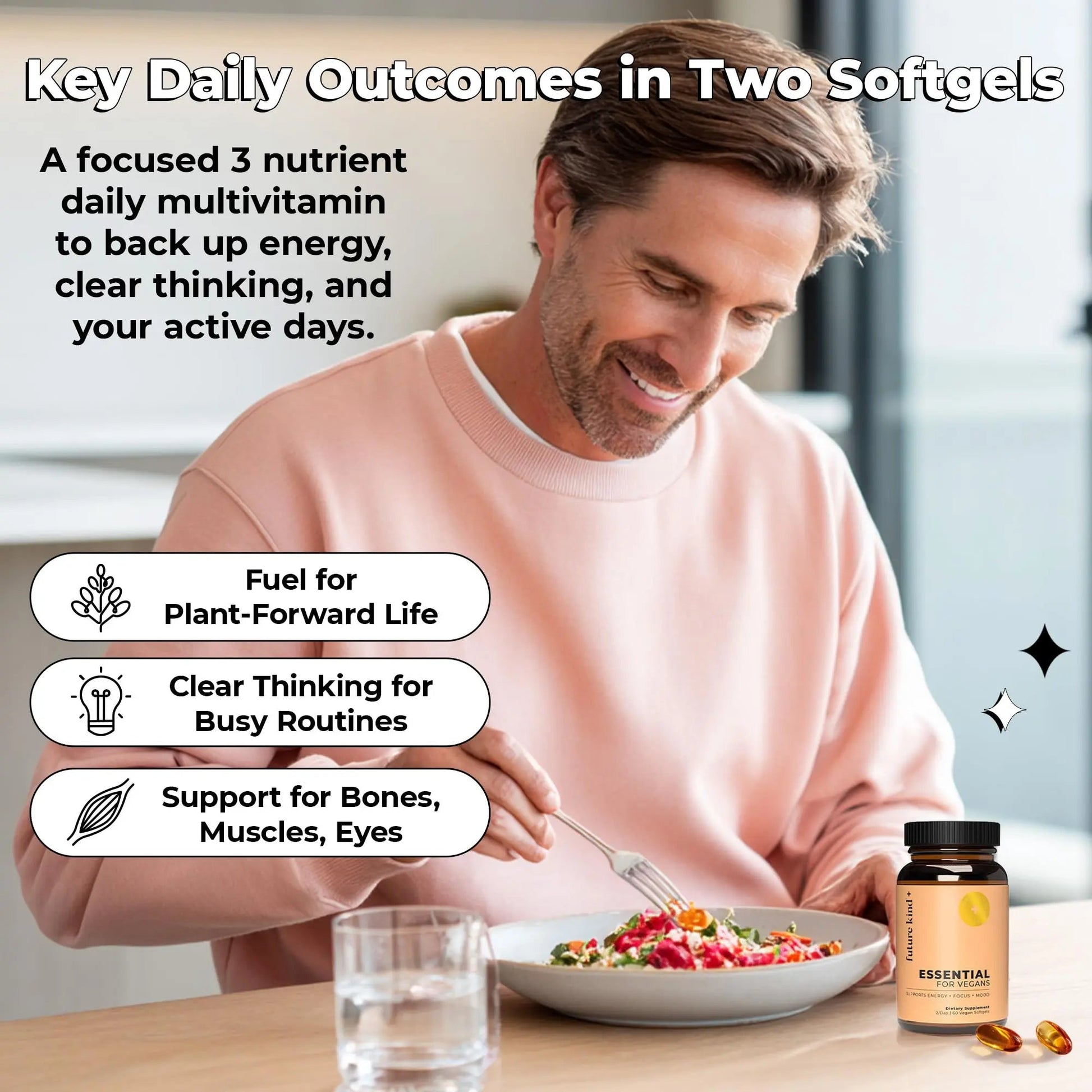 Future Kind 3 in 1 Daily Multivitamin - for Energy, Clarity, Active Wellness Support with B12, D3, and Algal Omega-3 - Essential Vegan Multivitamin for Women & Men Future Kind uk supplements