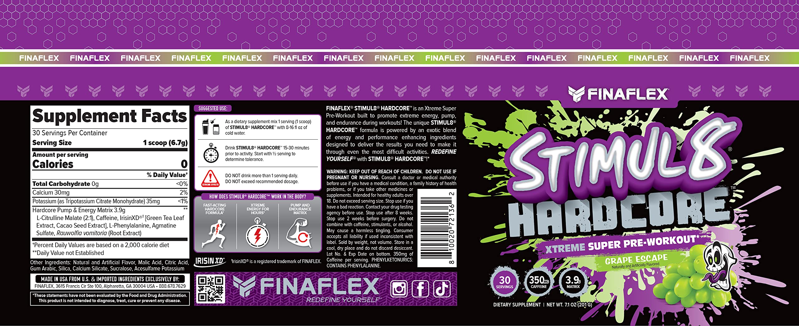 FINAFLEX STIMUL8 Hardcore, Grape Escape - Extreme Energy, Strength & Endurance FINAFLEX uk supplements
