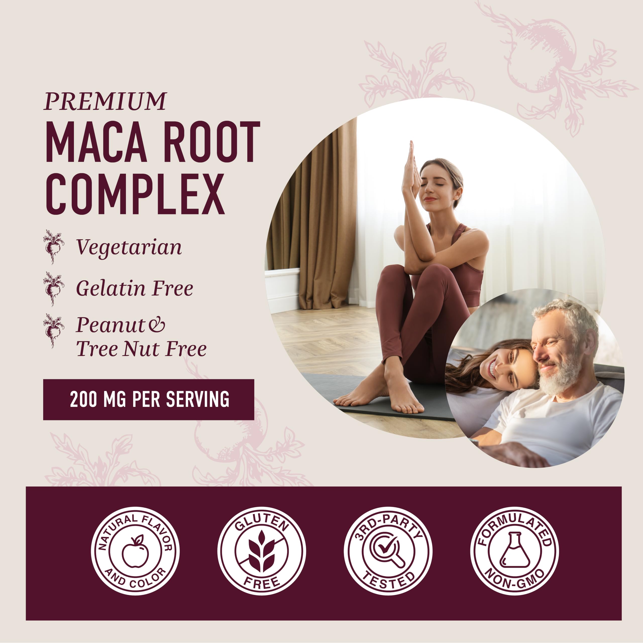 Maca Root Gummies with Natural Peach Flavor | Drive, Performance & Energy Support | Hormone Balance for Women and Men | Herbal Supplements 200MG Extra Strength | Vegetarian, Non-GMO | 60 Gummies SMNutrition uk supplements