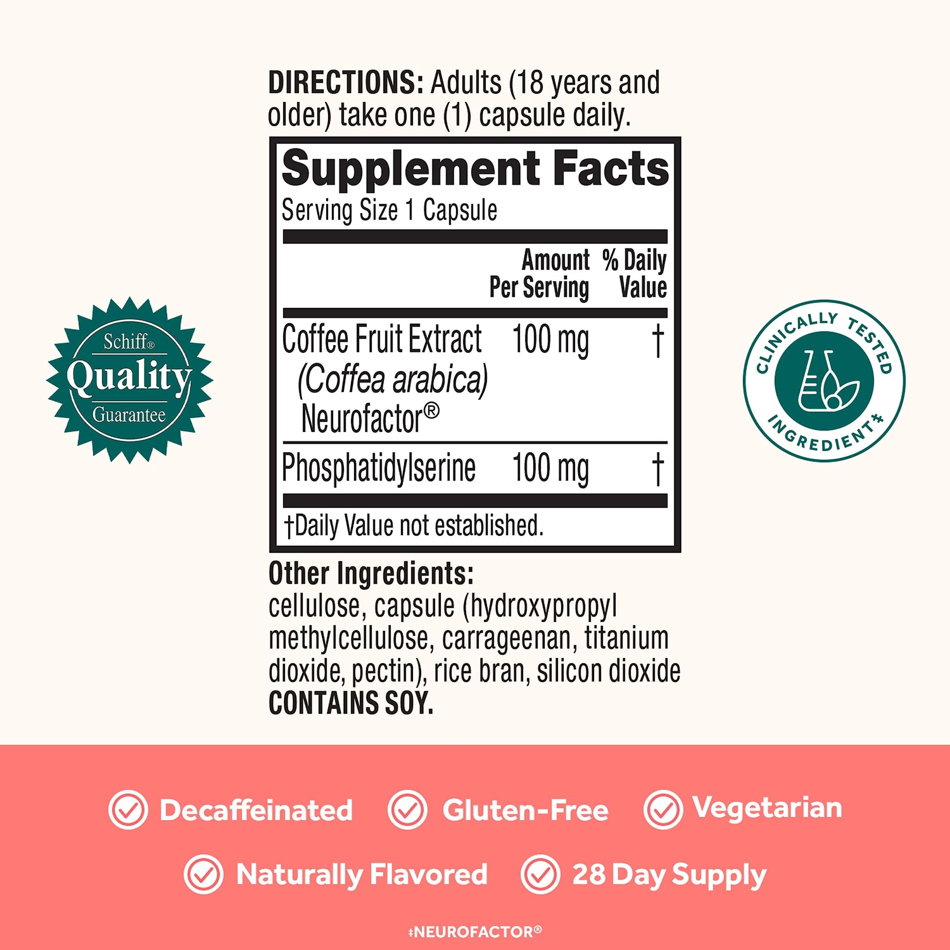 NEURIVA Original Decaffeinated Clinically Tested Nootropic Brain Supplement for Memory, Focus & Concentration, NeuroFactor & Phosphatidylserine, 28ct Capsules NEURIVA uk supplements