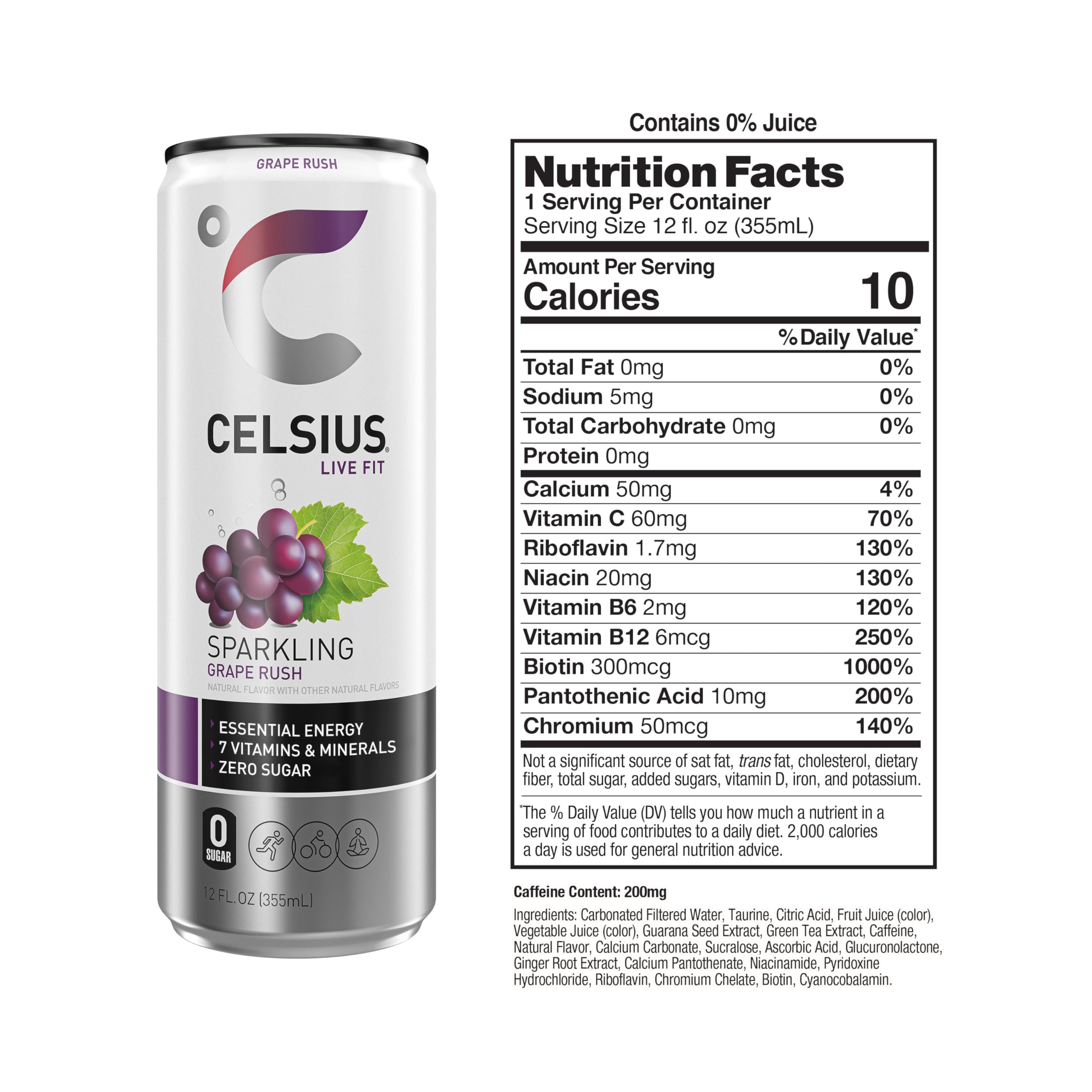 CELSIUS Sparkling Grape Rush, Functional Essential Energy Drink 12 Fl Oz (Pack of 12) CELSIUS uk supplements