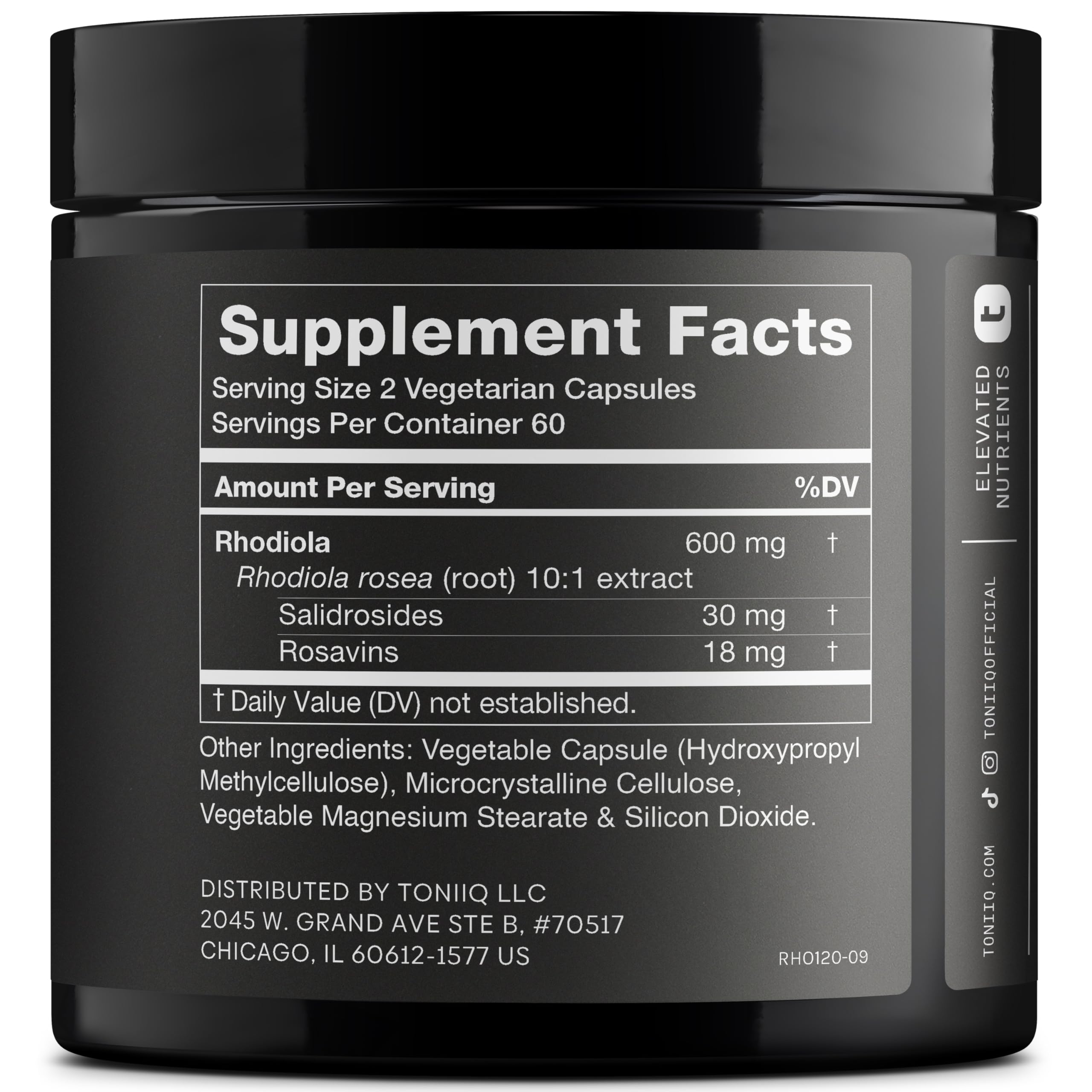 Toniiq Triple-Strength 600mg Rhodiola Rosea - 120 Capsules - 5% Salidroside Concentrated Extract - Highly Purified and Bioavailable Toniiq uk supplements