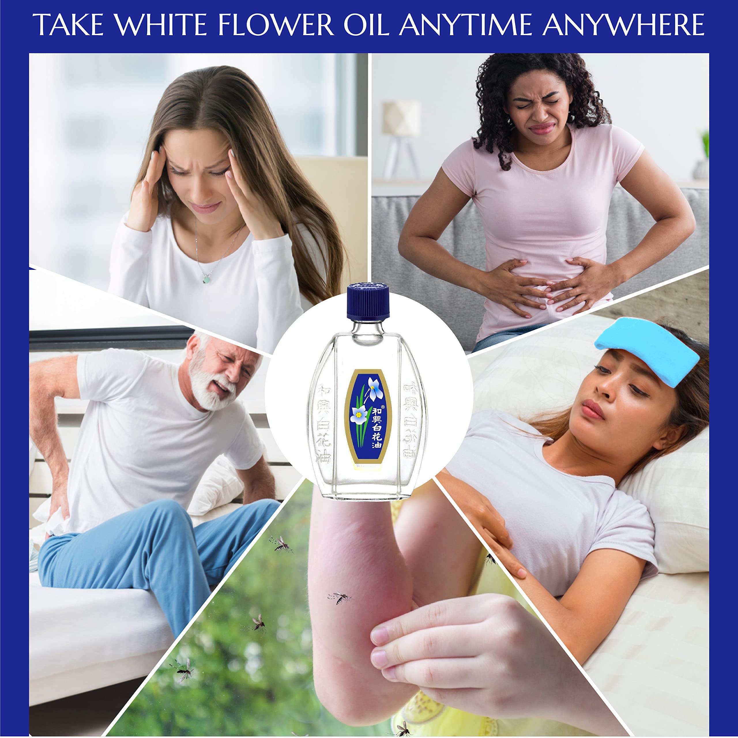 White Flower Analgesic Balm Embrocation Medicated Oil (Hoe Hin Pak Fah Yeow) (20ml/ Pack of 3) White Flower uk supplements