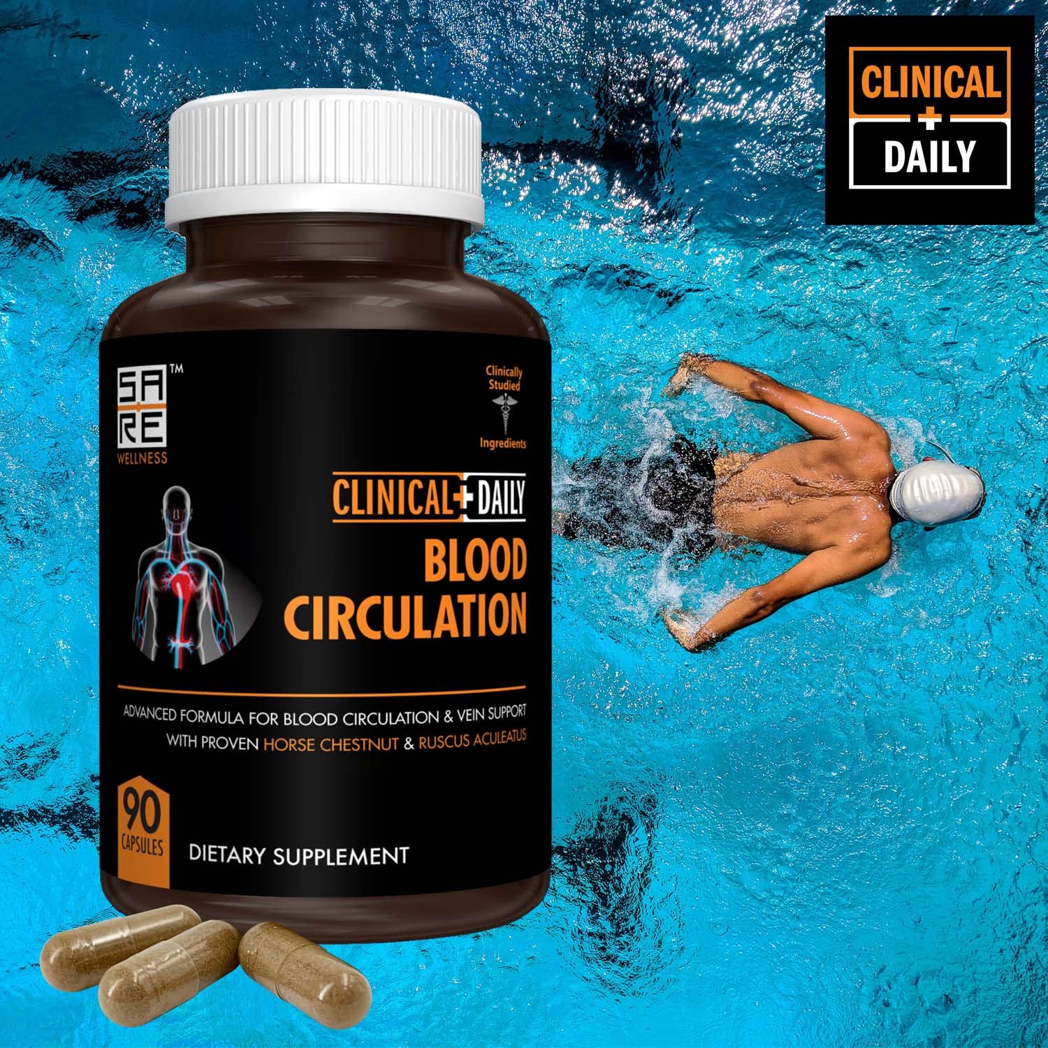 Clinical Daily Blood Circulation Supplements. Butchers Broom, Horse Chestnut, Hawthorn Clinical Daily uk supplements