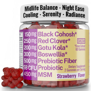 Boswellia Serrata Black Cohosh Gotu Kola Red Clover Extract Complex Gummies w. Probiotic Fiber (Chicory Root Inulin) MSM Methylsulfonylmethane, Supplement Alt for Organic Powder Capsules Tincture SHIZAM uk supplements