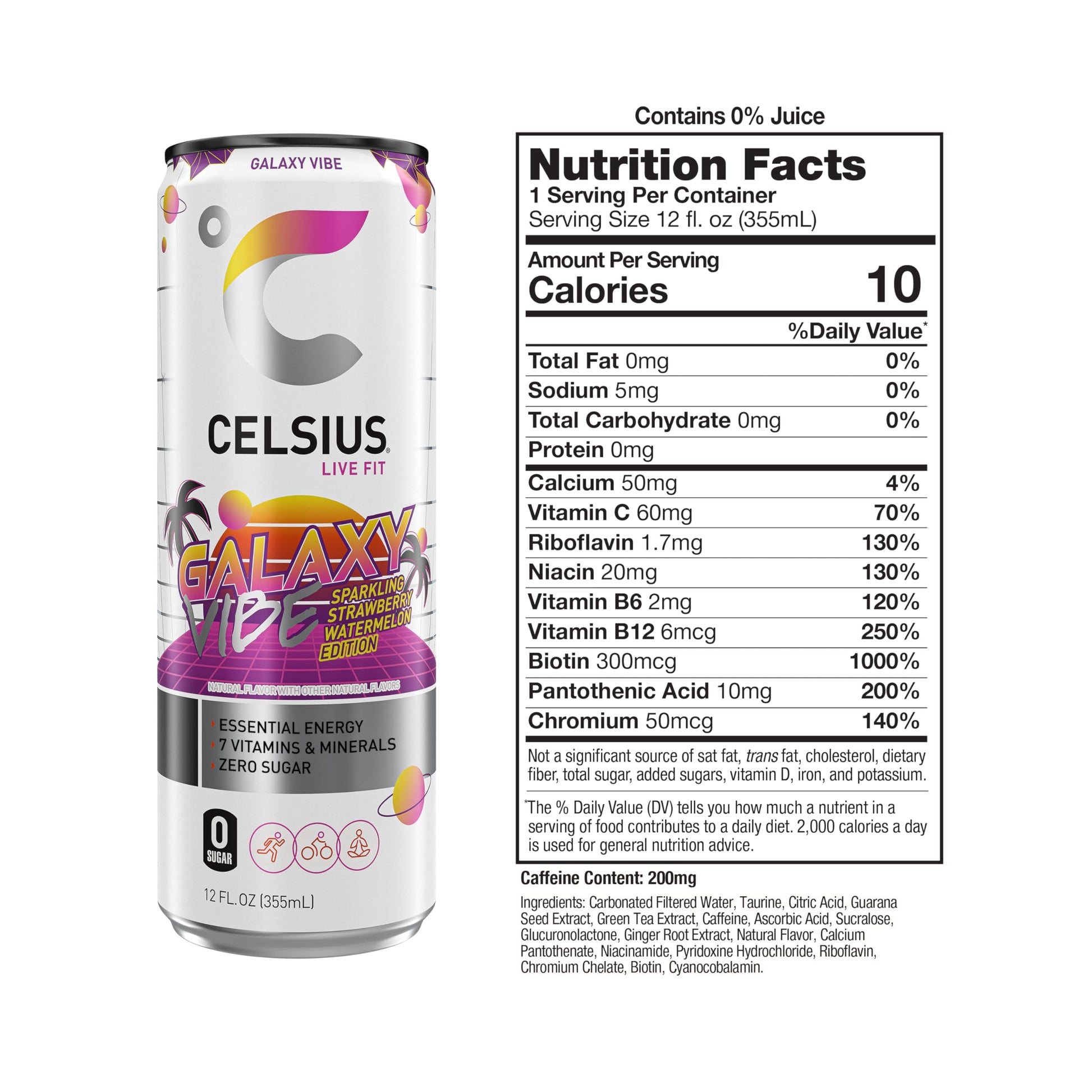 CELSIUS Sparkling Galaxy Vibe, Functional Essential Energy Drink 12 Fl Oz (Pack of 12) CELSIUS uk supplements