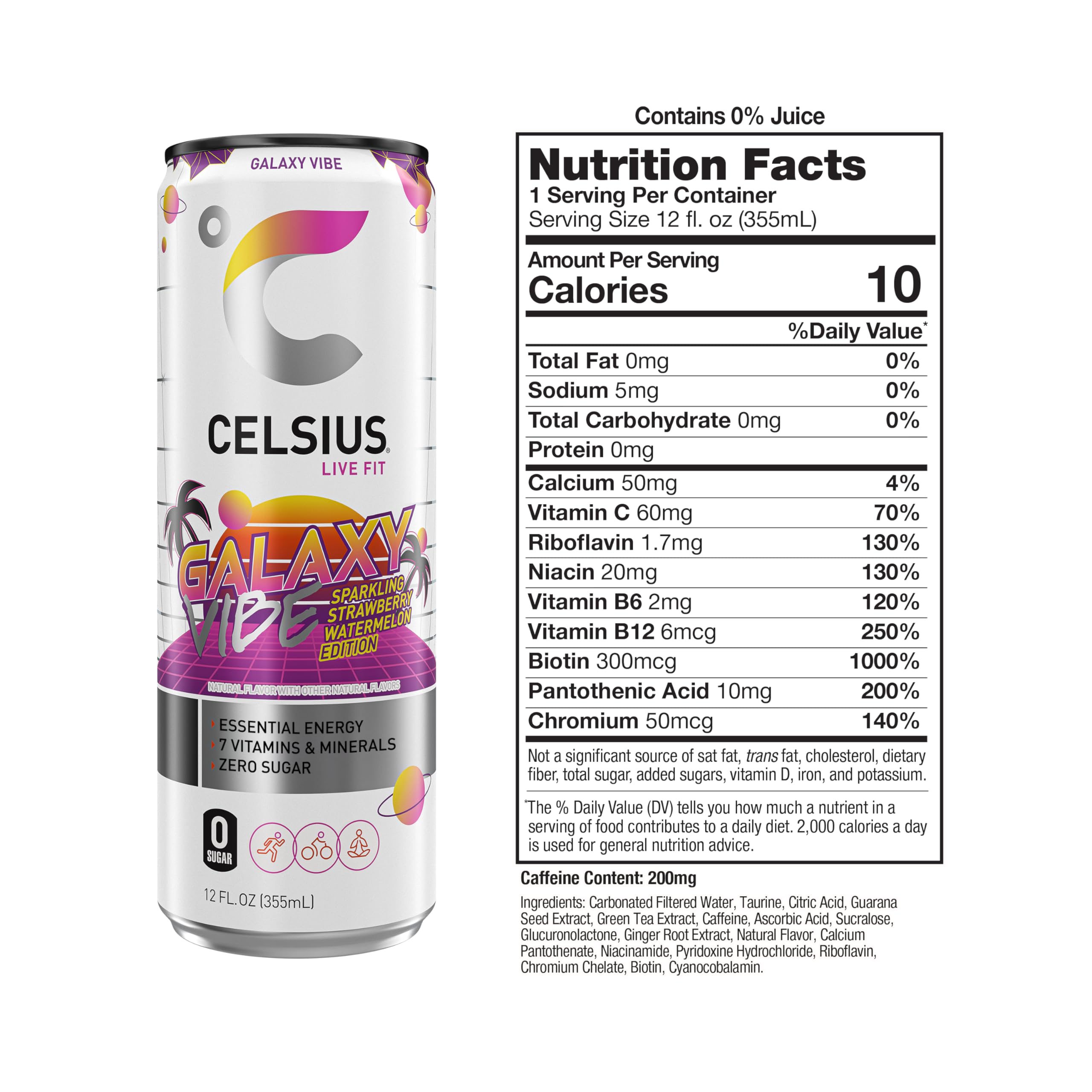 CELSIUS Sparkling Galaxy Vibe, Functional Essential Energy Drink 12 Fl Oz (Pack of 12) CELSIUS uk supplements