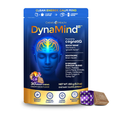 DynaMind iQ Brain Supplement for Memory and Focus for Adults - Nootropic Chews | Coffee Fruit & Mushroom Supplement Blend, Memory Focus Supplement, Caffeine Focus Pills Alternative, 30 Count CHEWSHEALTH uk supplements