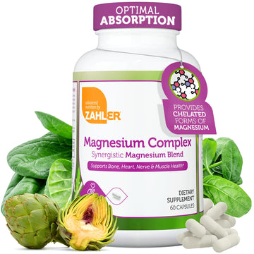 Zahler Magnesium Complex Supplement - Multi Magnesium Supplement Blend with Magnesium Glycinate, Malate, Aspartate, Taurinate and Oxide Plus Vitamin B6 - Bone Nerve Heart & Muscle Health (60 Capsules) Zahler uk supplements