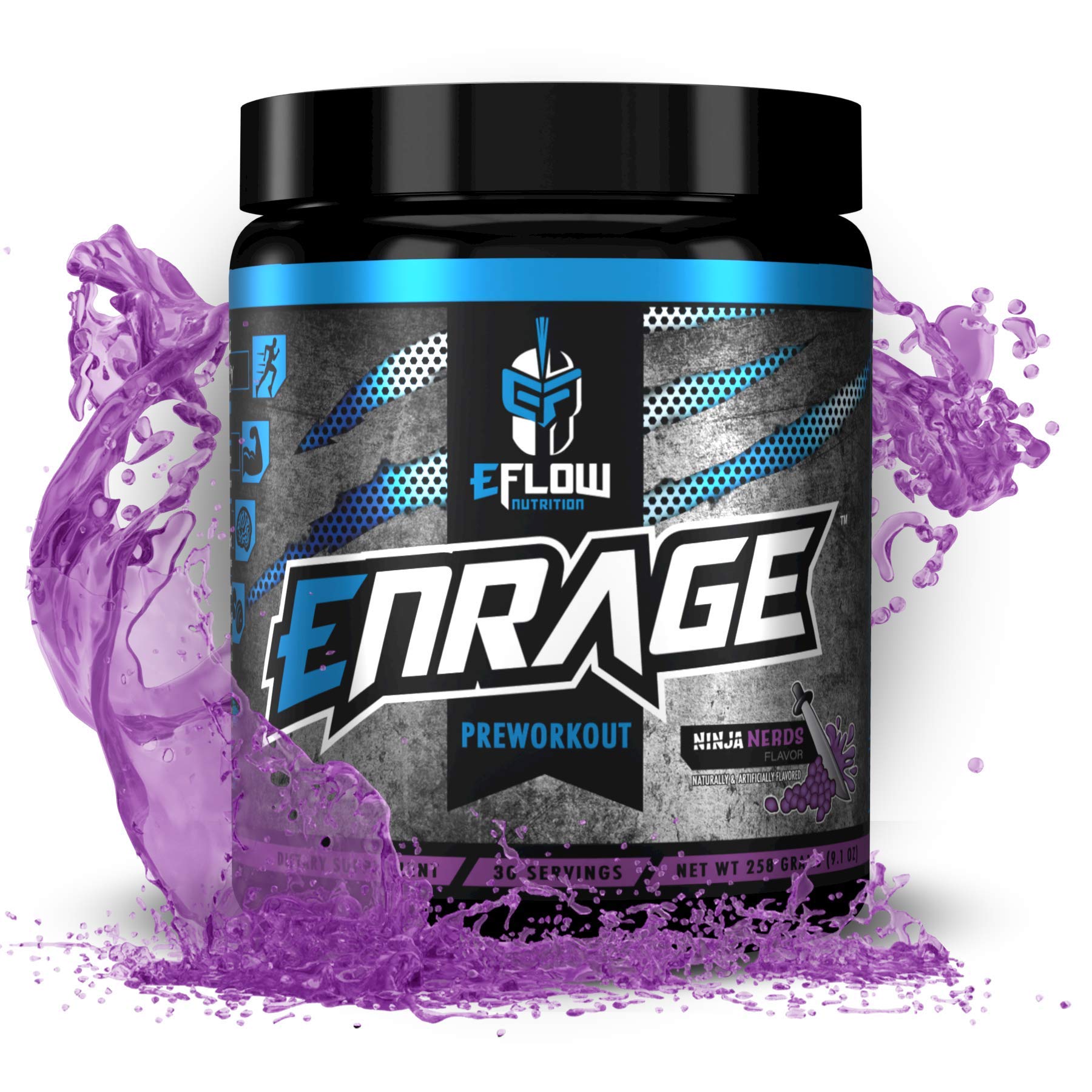 eFlow Nutrition ENRAGE Pre Workout - Energy, Focus, Pumps, and Strength - Ninja Nerds eFlow Nutrition uk supplements