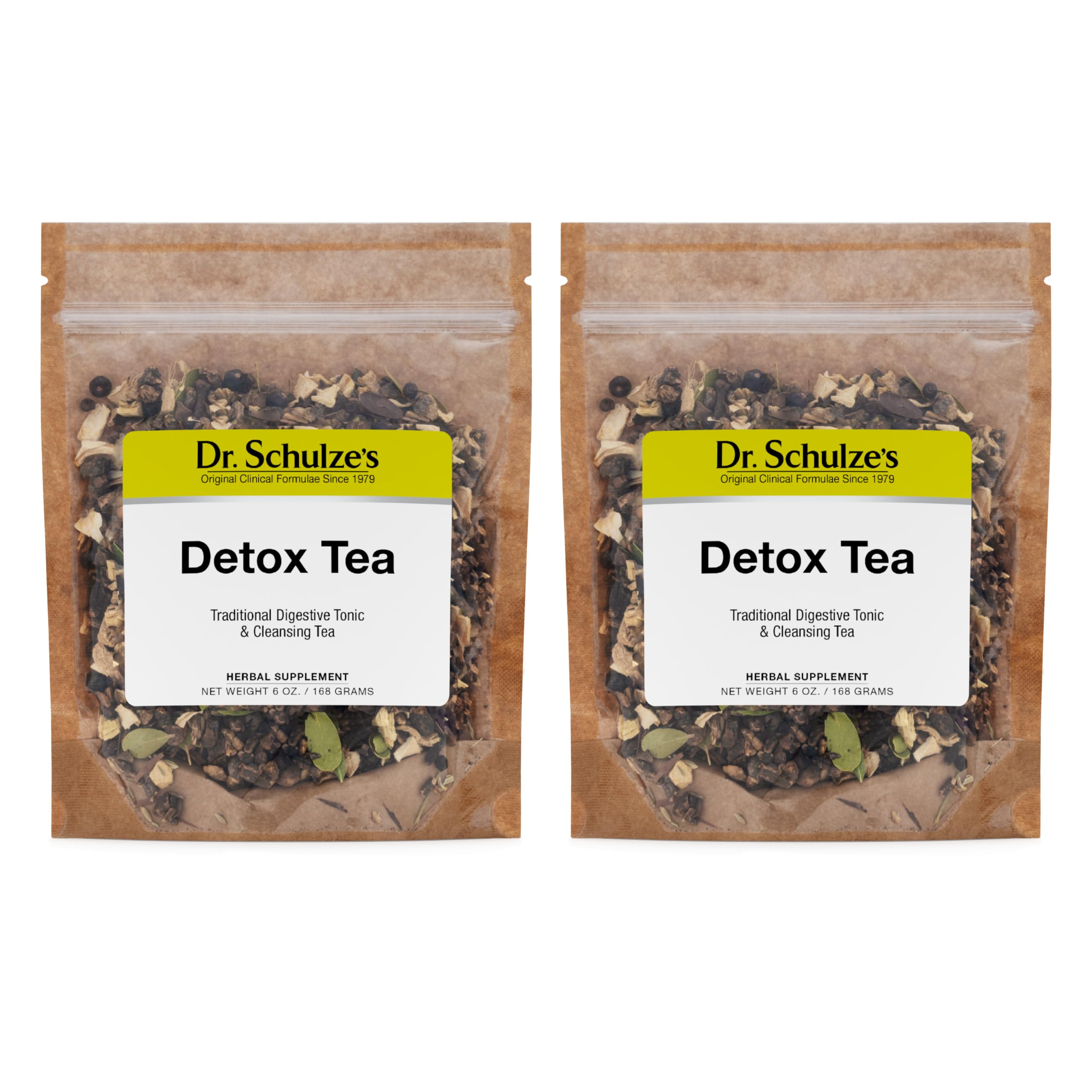 Dr. Schulze's Detox Tea - Gentle Cleansing Tea for Digestive Health - Inner Body Refresh - Bowel Support - Natural, Plant-Based Ingredients - Gluten-Free & Vegan - 6 oz (32 Servings) - 2 Pack Dr. Schulze's uk supplements